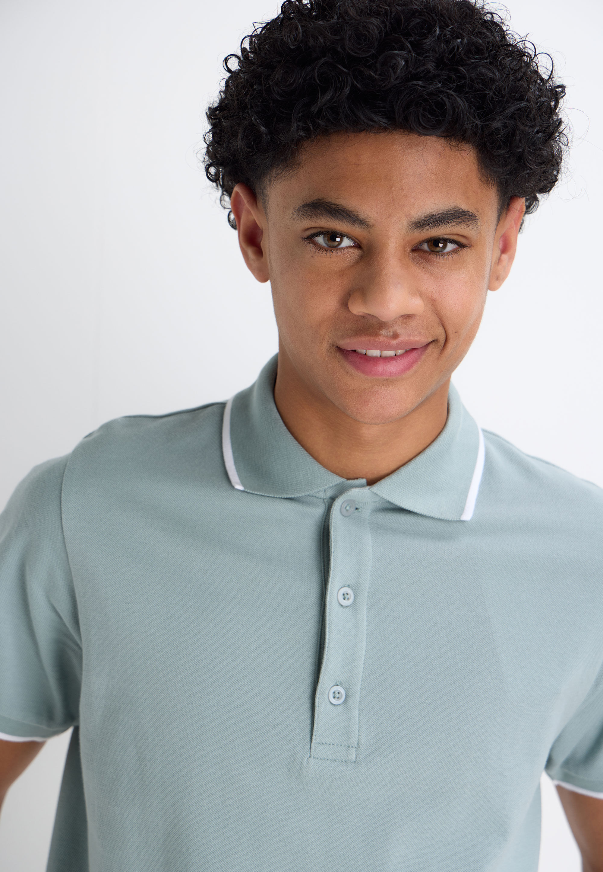 Older Boys Green Pique Polo Shirt