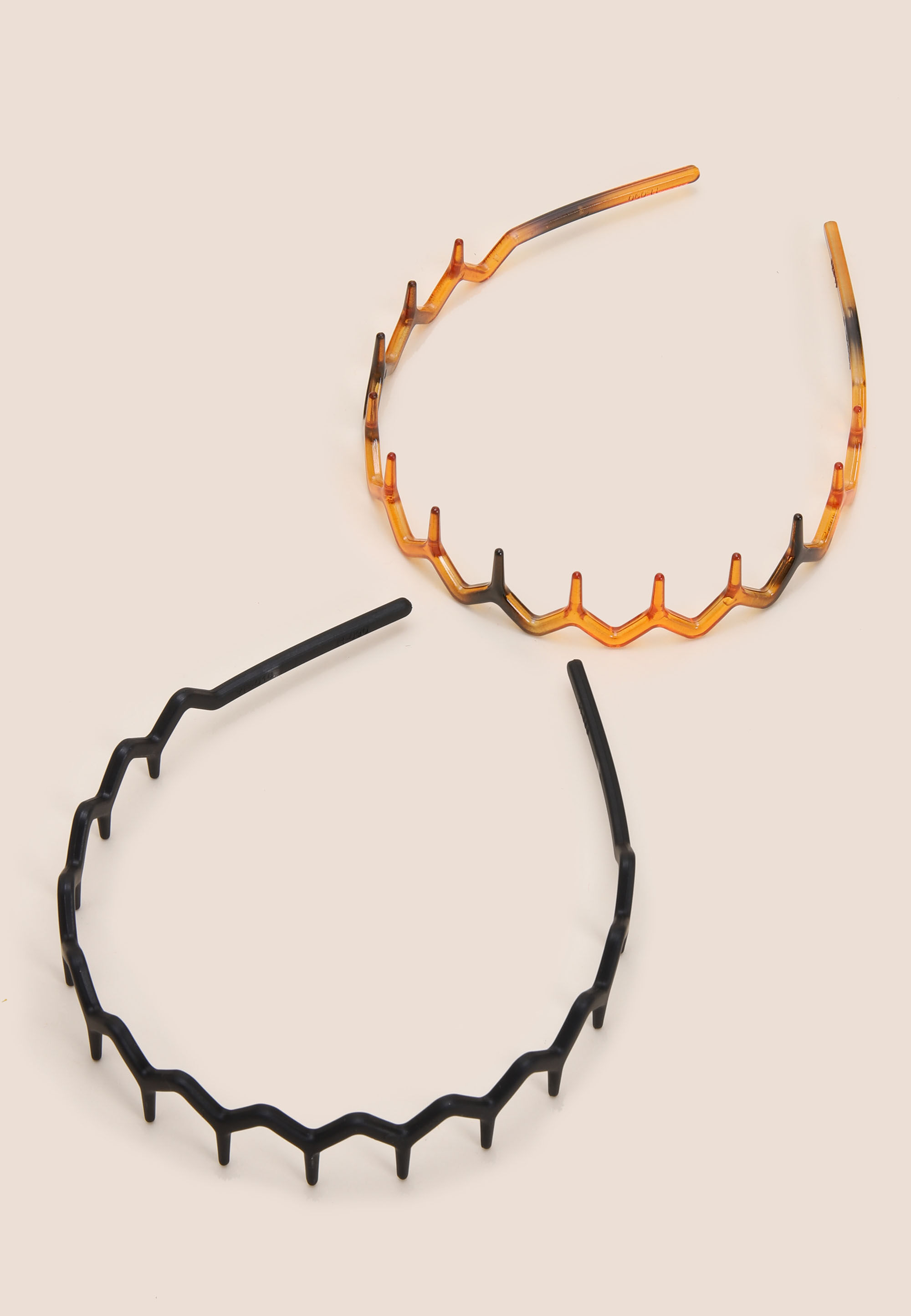 Womens 2pk Brown Zig Zag Comb Hair Bands