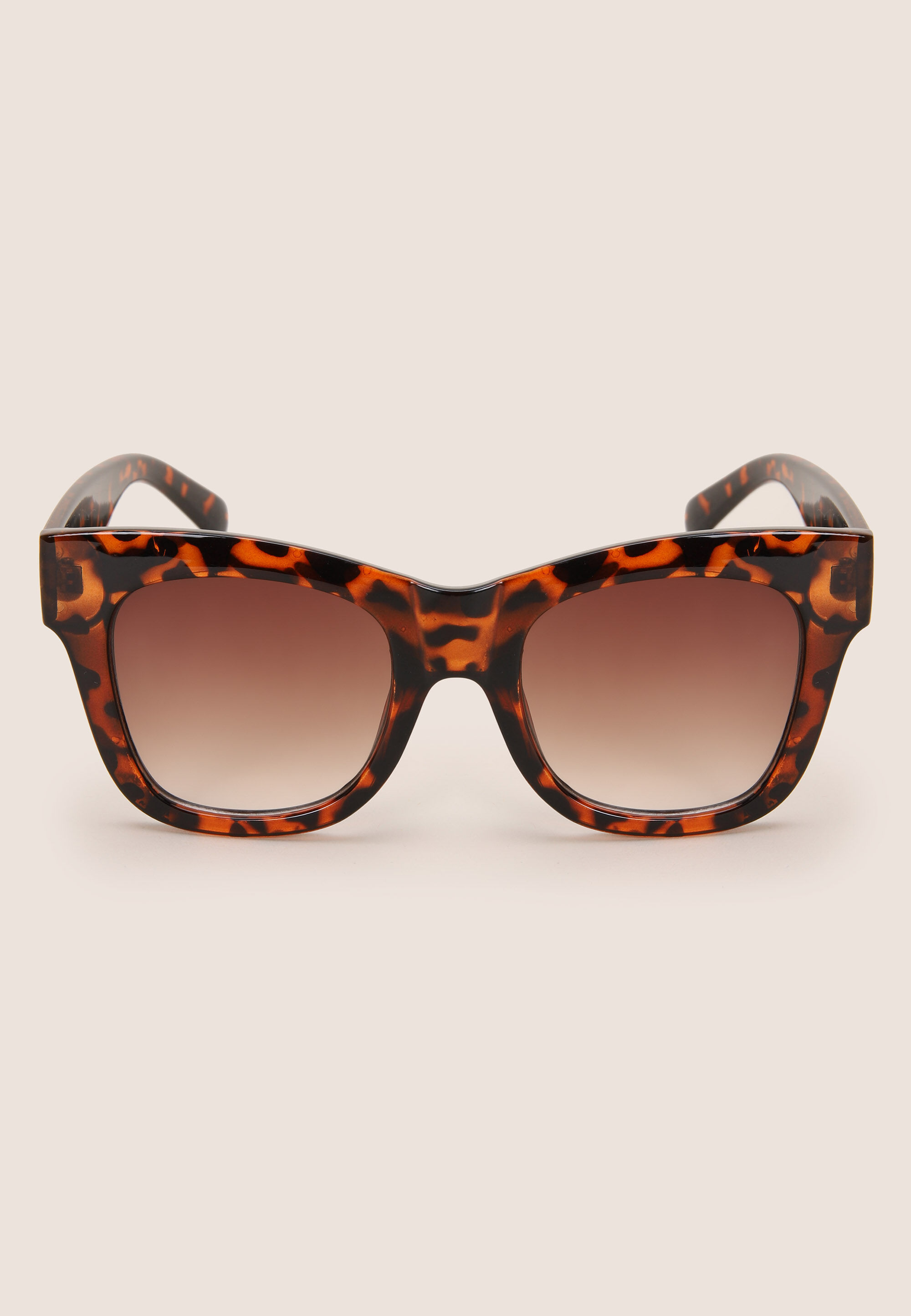 Womens Brown Patterned Chunky Retro Sunglasses