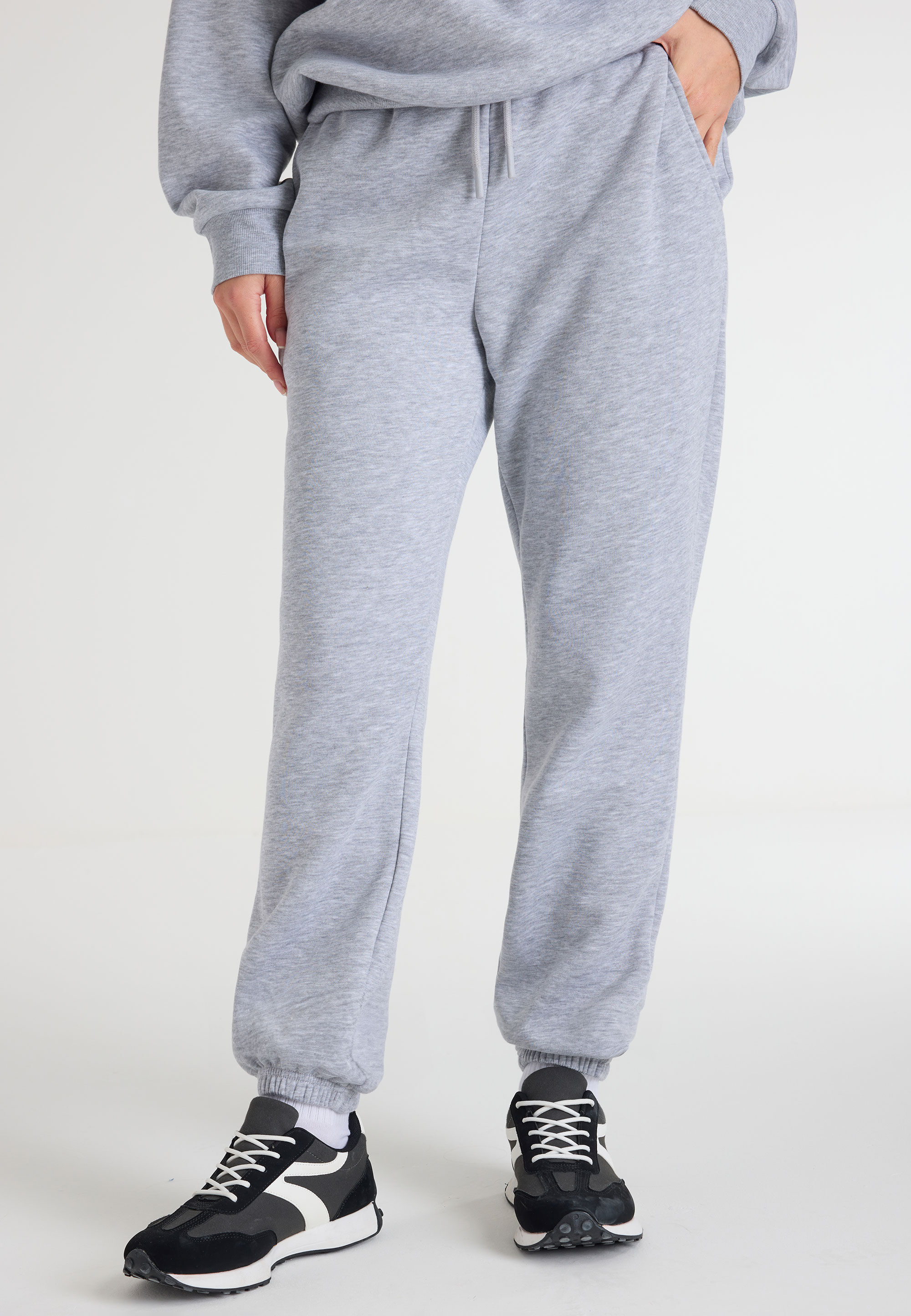 Womens Grey Cuffed Joggers