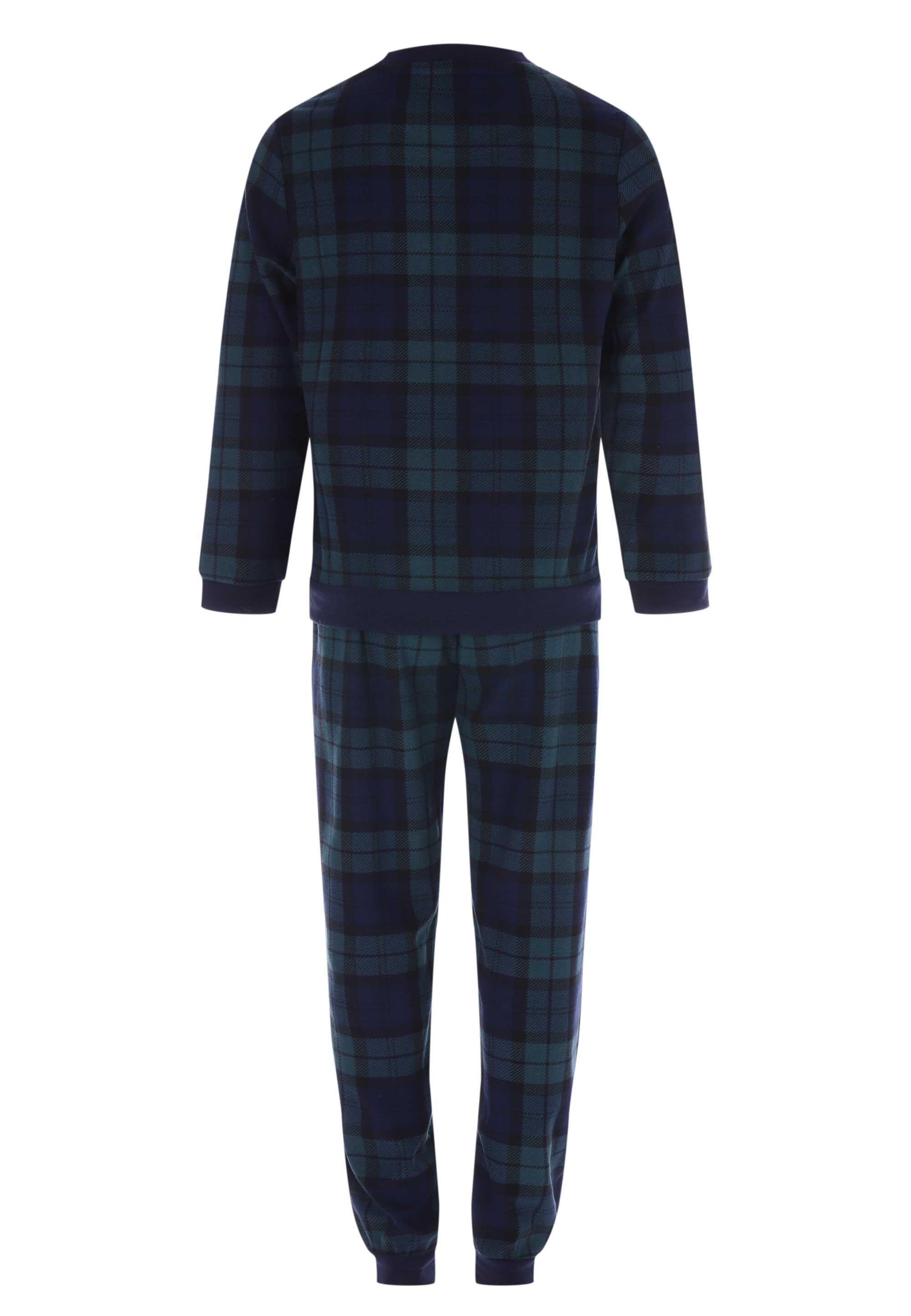 Boys Dark Green Check Print Fleece Pyjama Gift Set