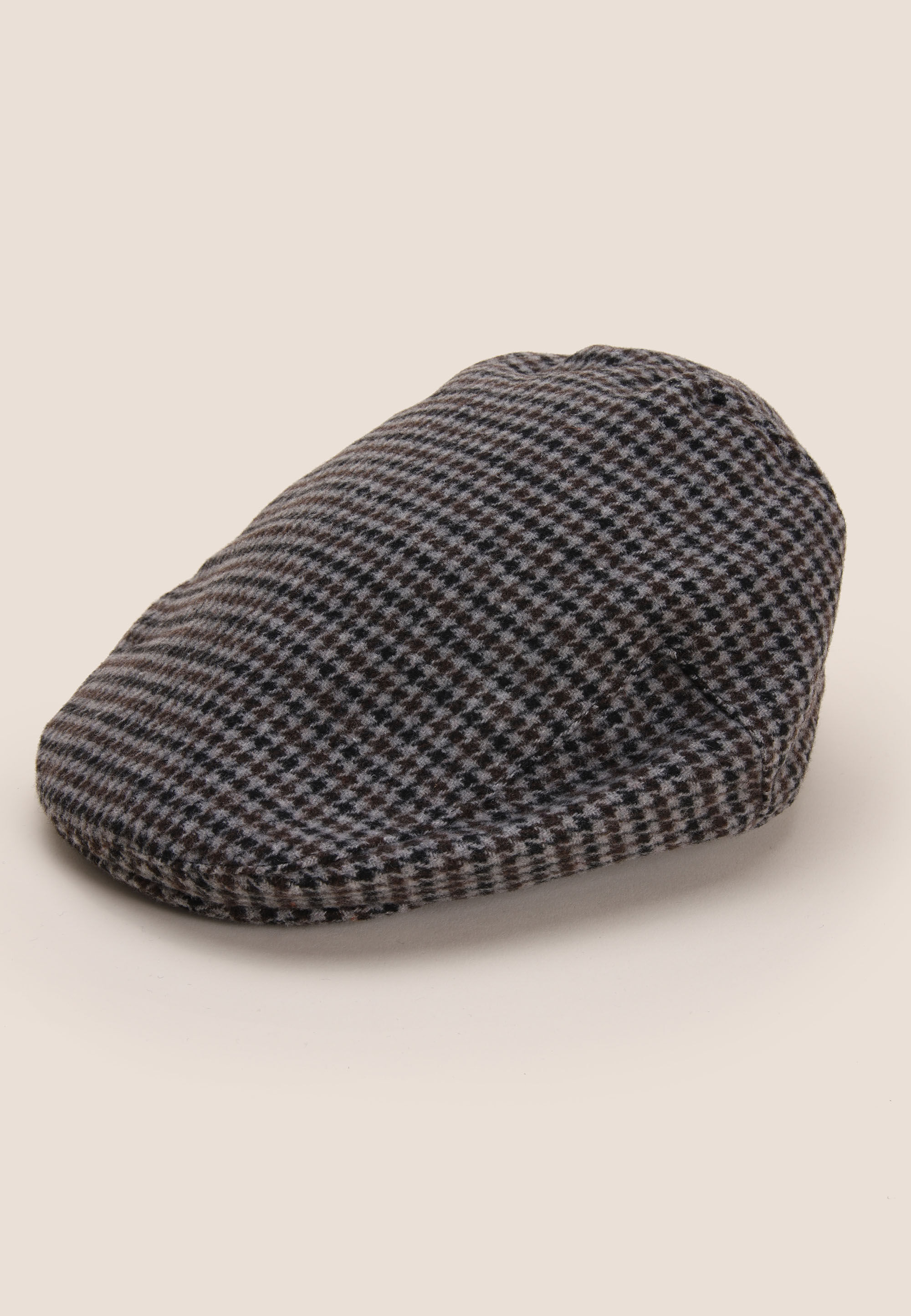 Mens Grey Check Flat Cap