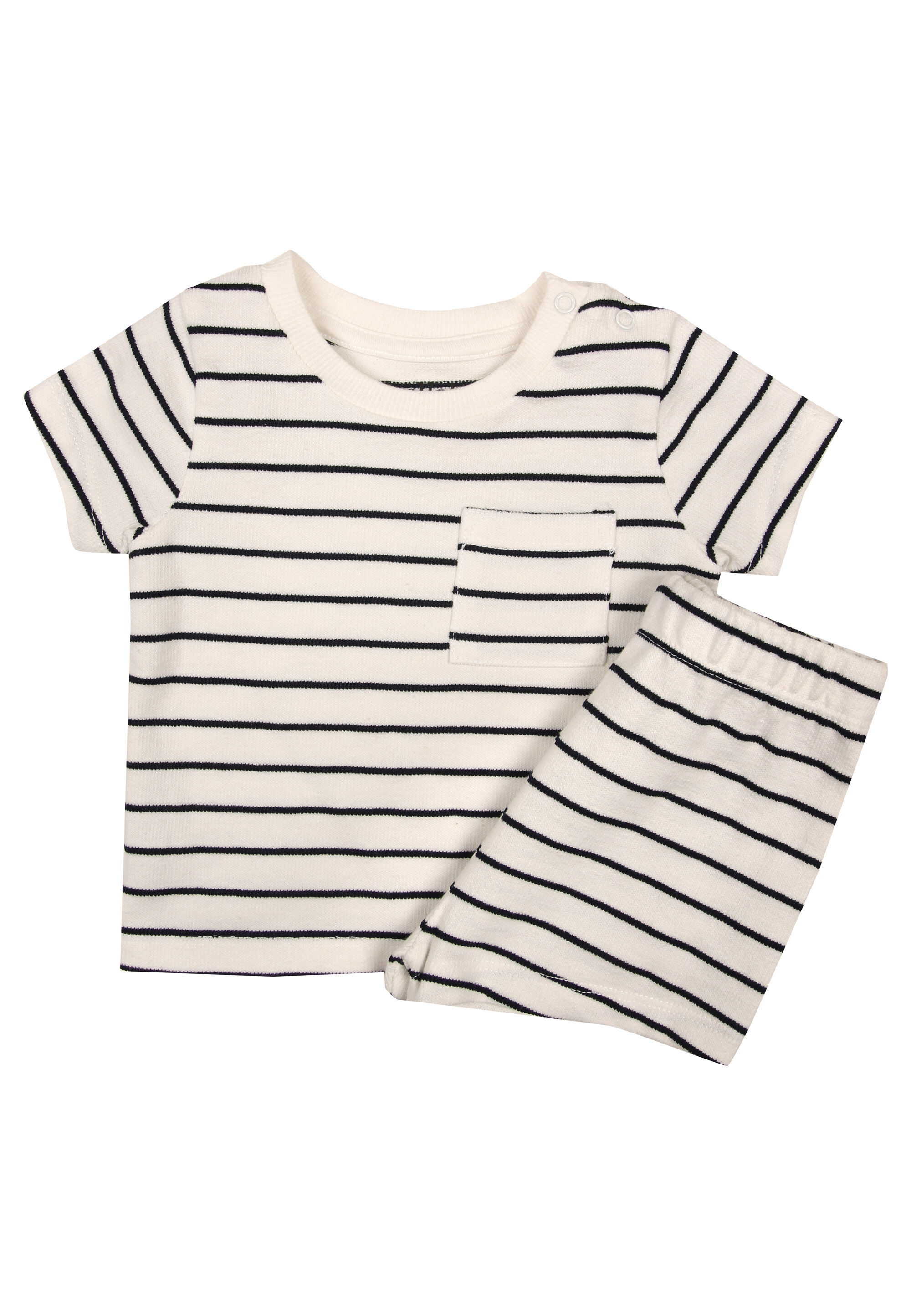 Baby Boys White Stripe T-Shirt and Short Set