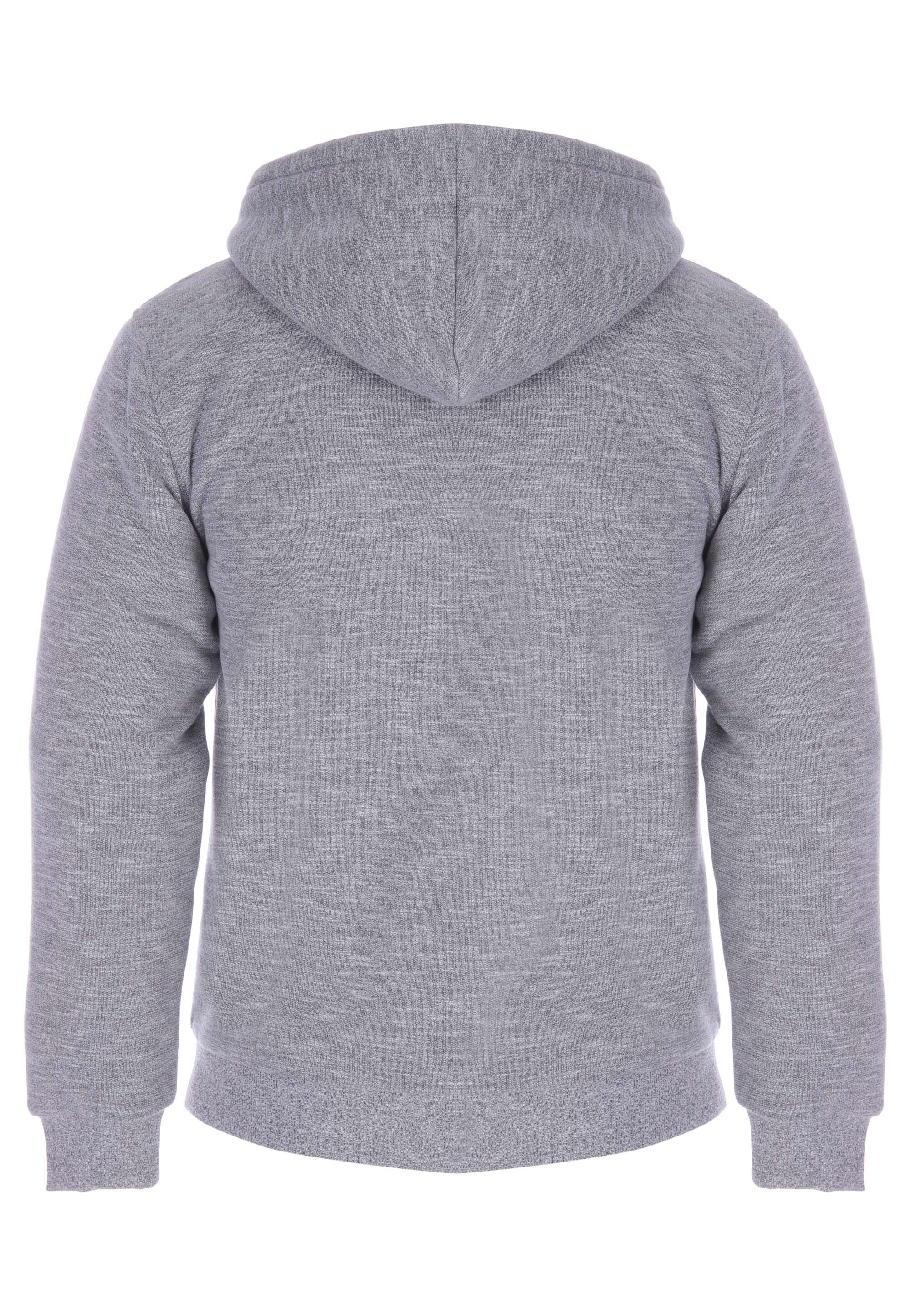 Mens Grey Sherpa Zip Through Hoody