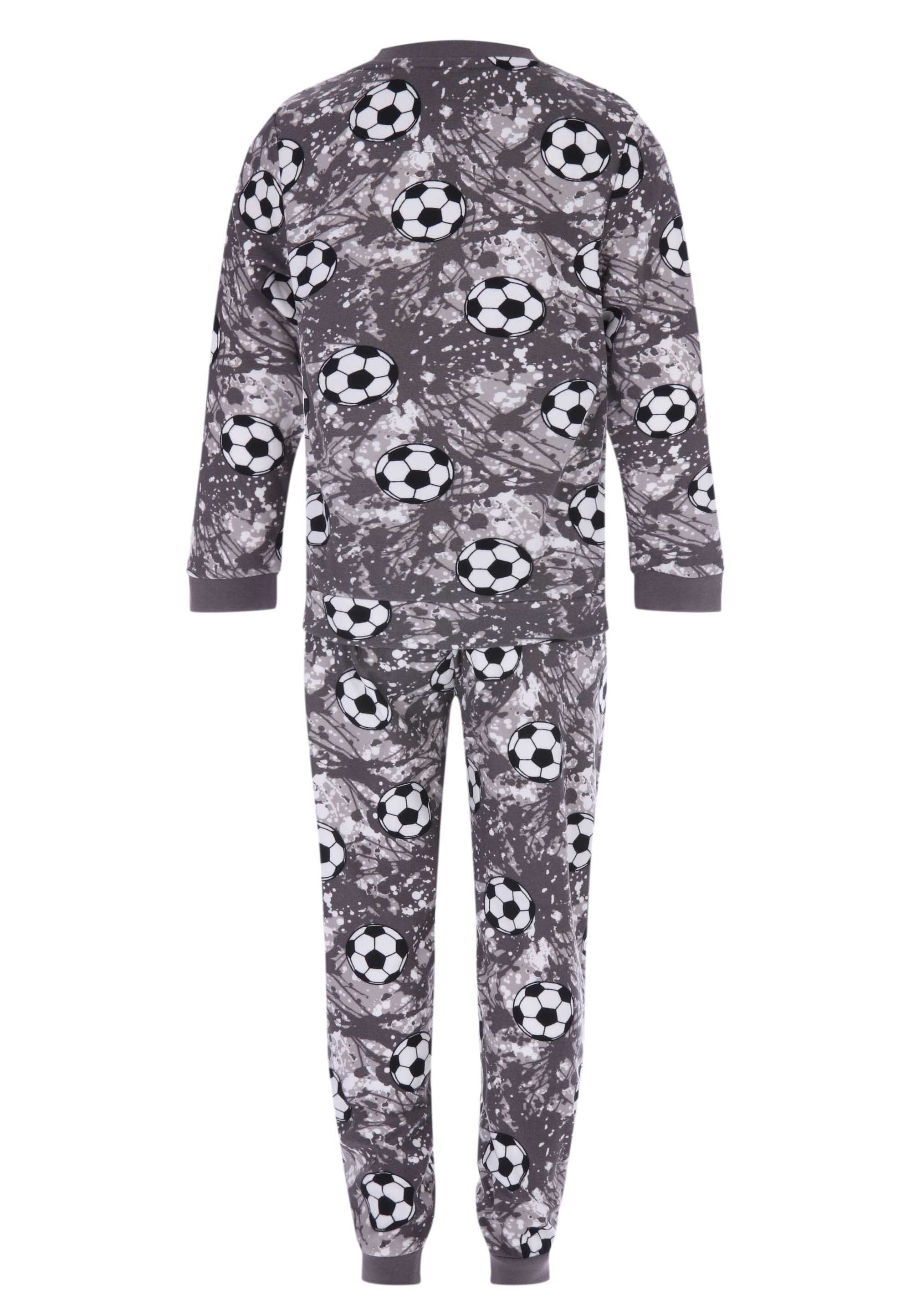 Boys Dark Grey Football Print Fleece Pyjama Gift Set