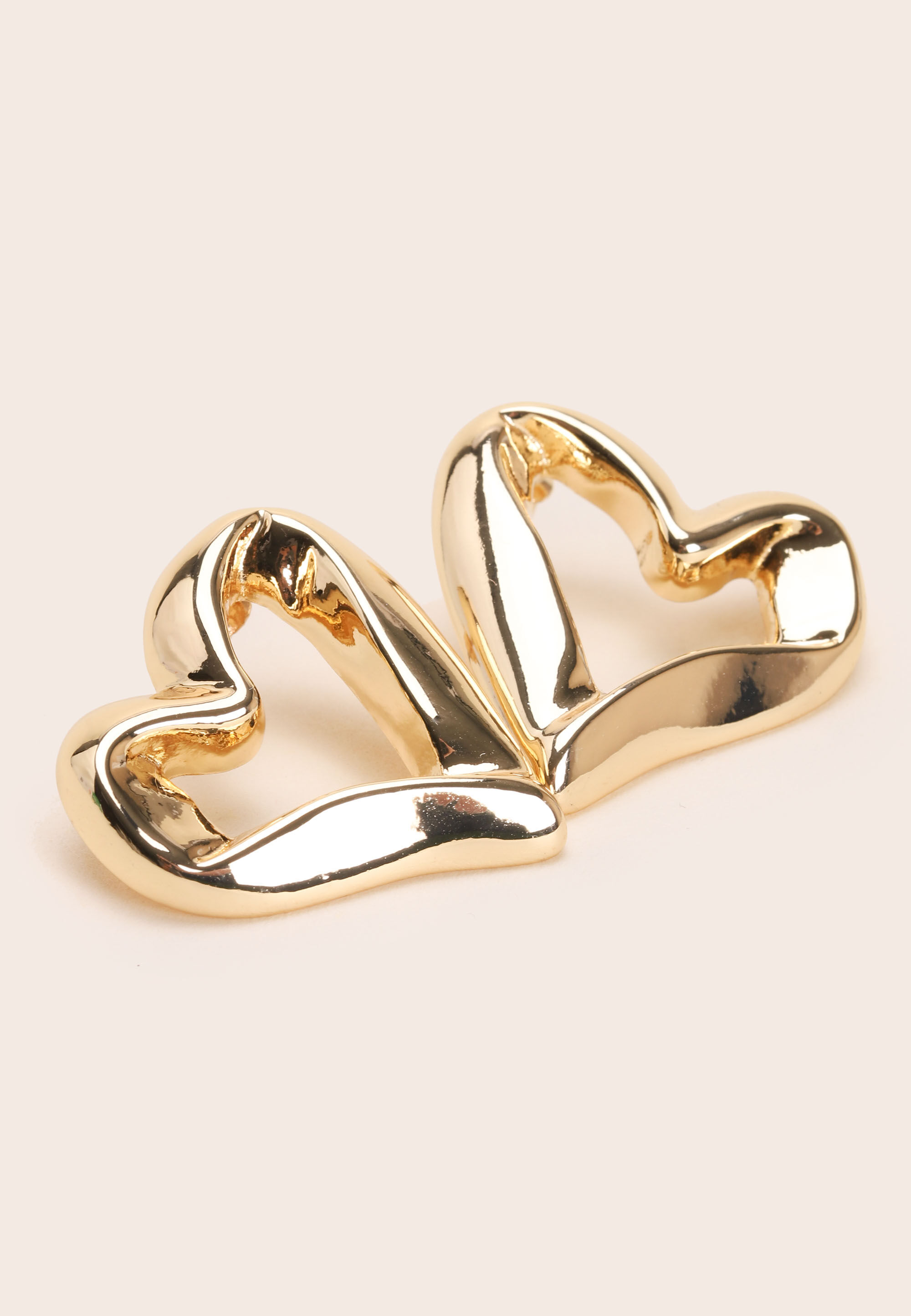 Womens Gold Heart Outline Earrings