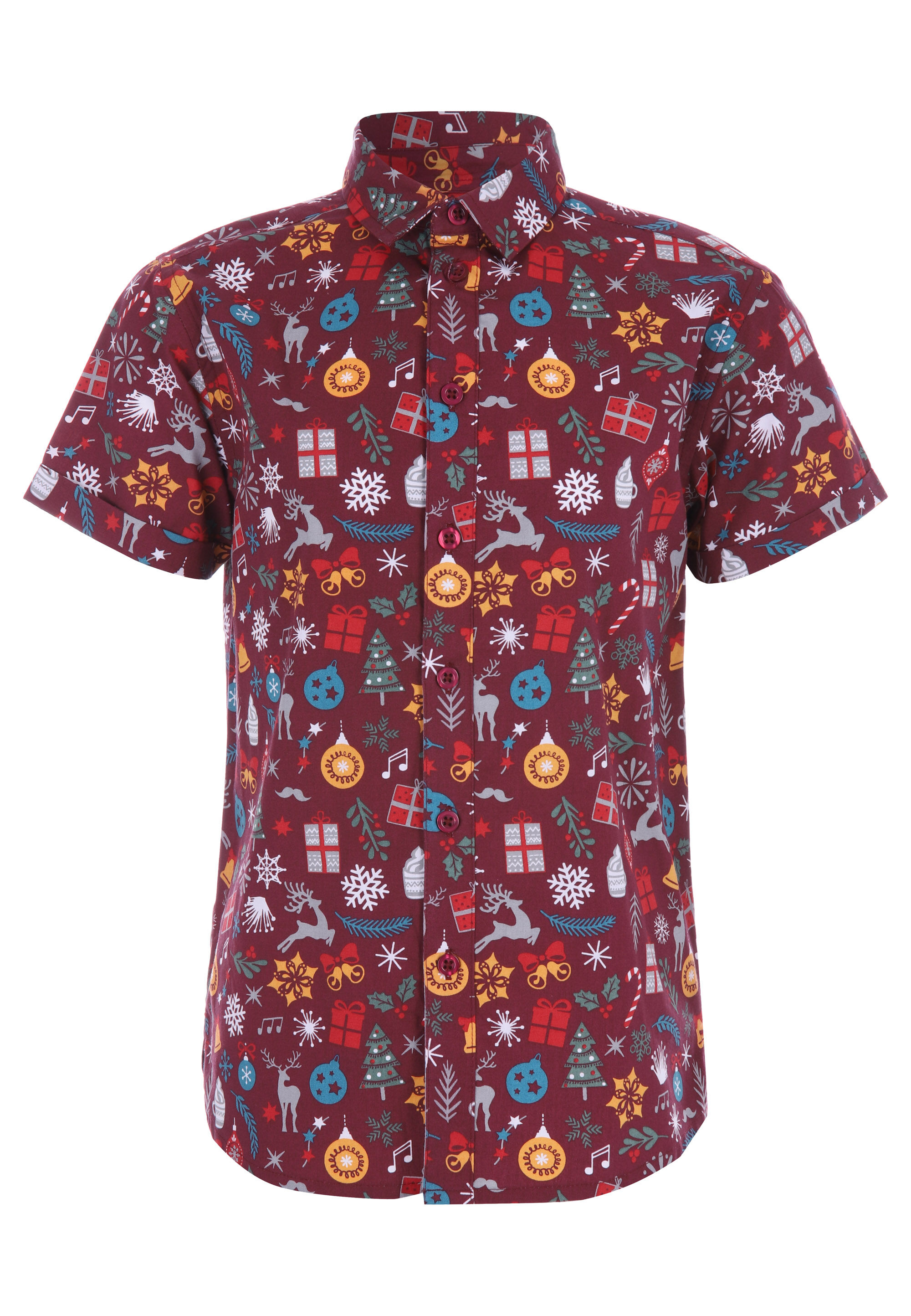 Older Boys Red Christmas Print Shirt
