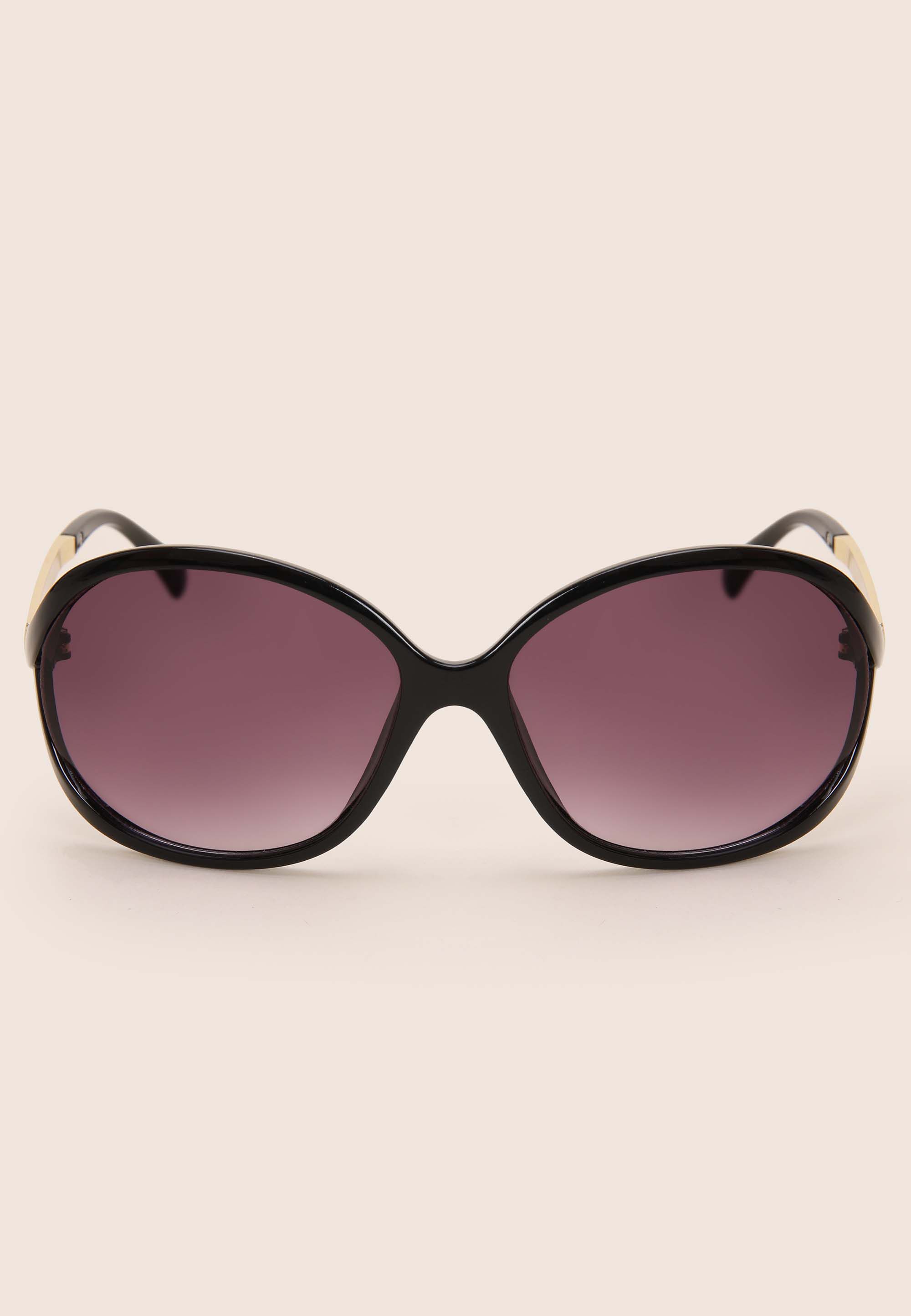 Womens Black Cut Out Large Rectangle Sunglasses