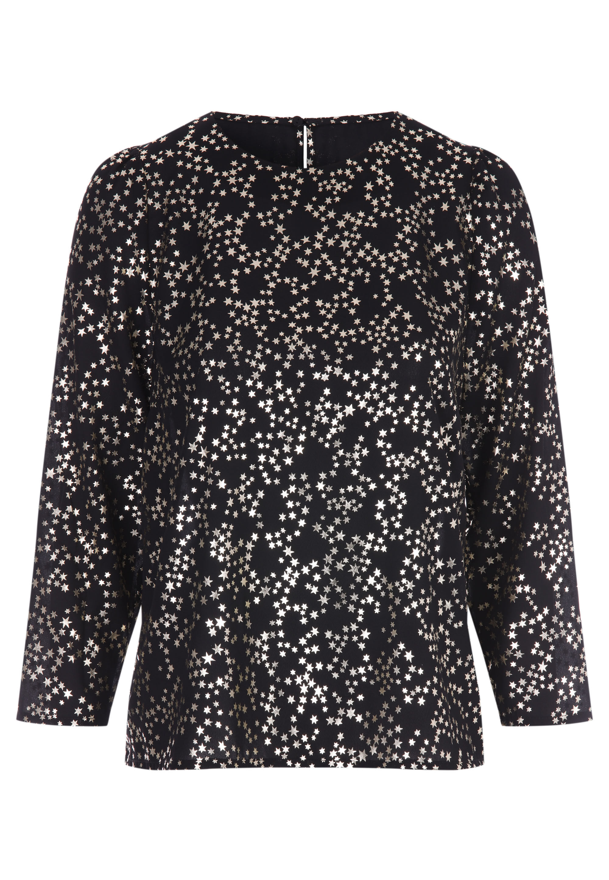 Womens Black & Gold Star Long Sleeve Top