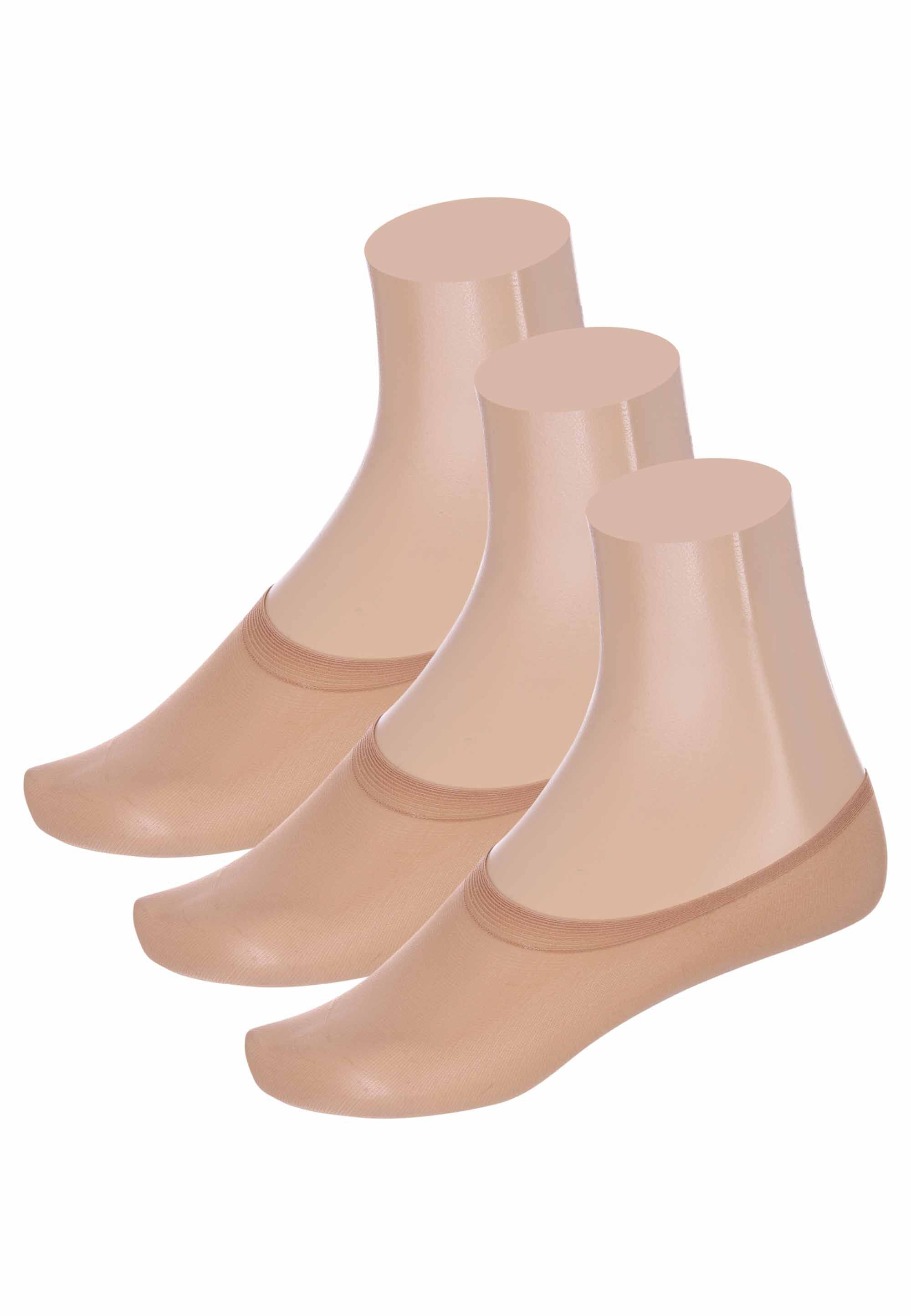 Womens 3pk Nude Sheer Footlets