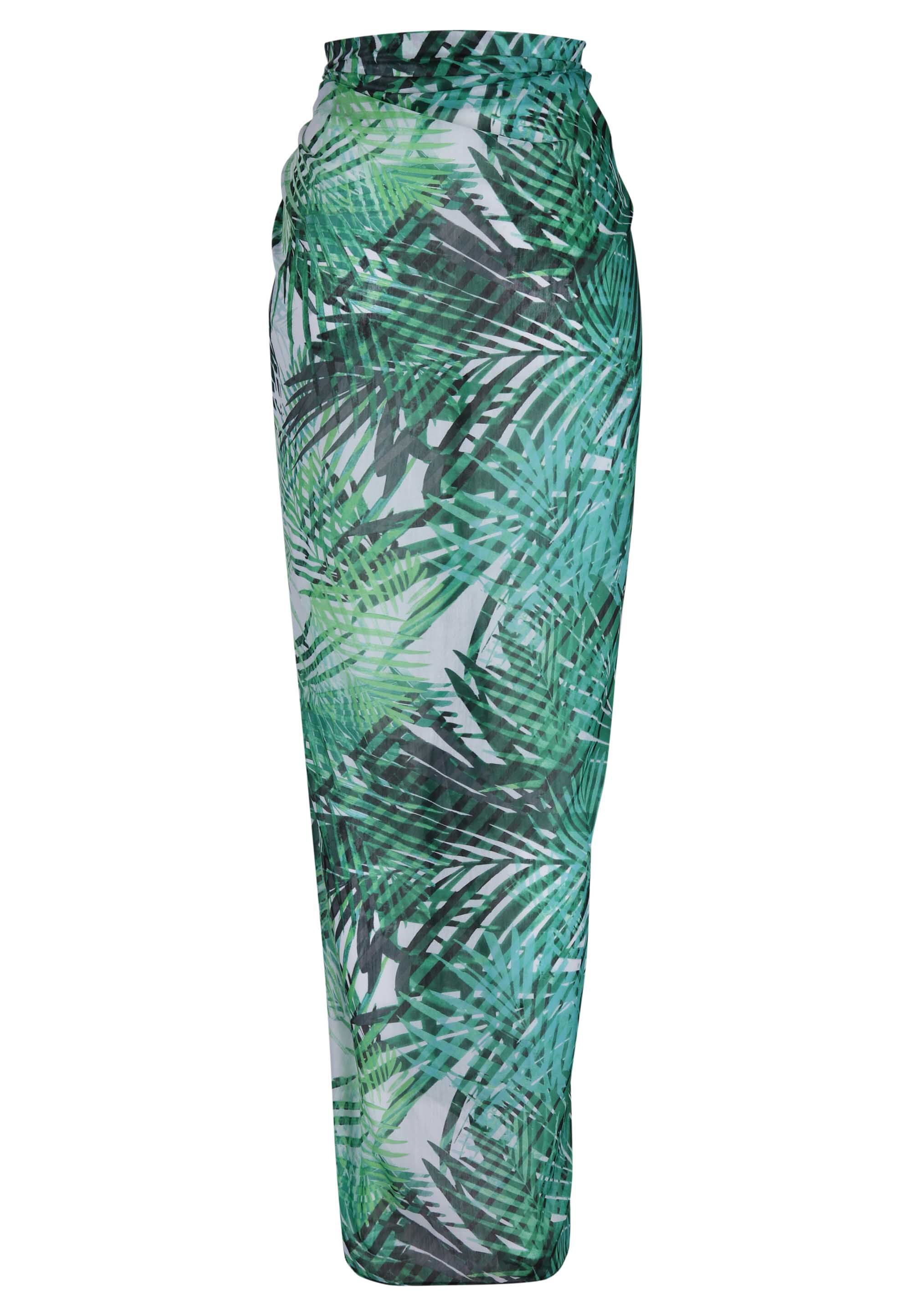 Womens Green Leaf Print Sarong