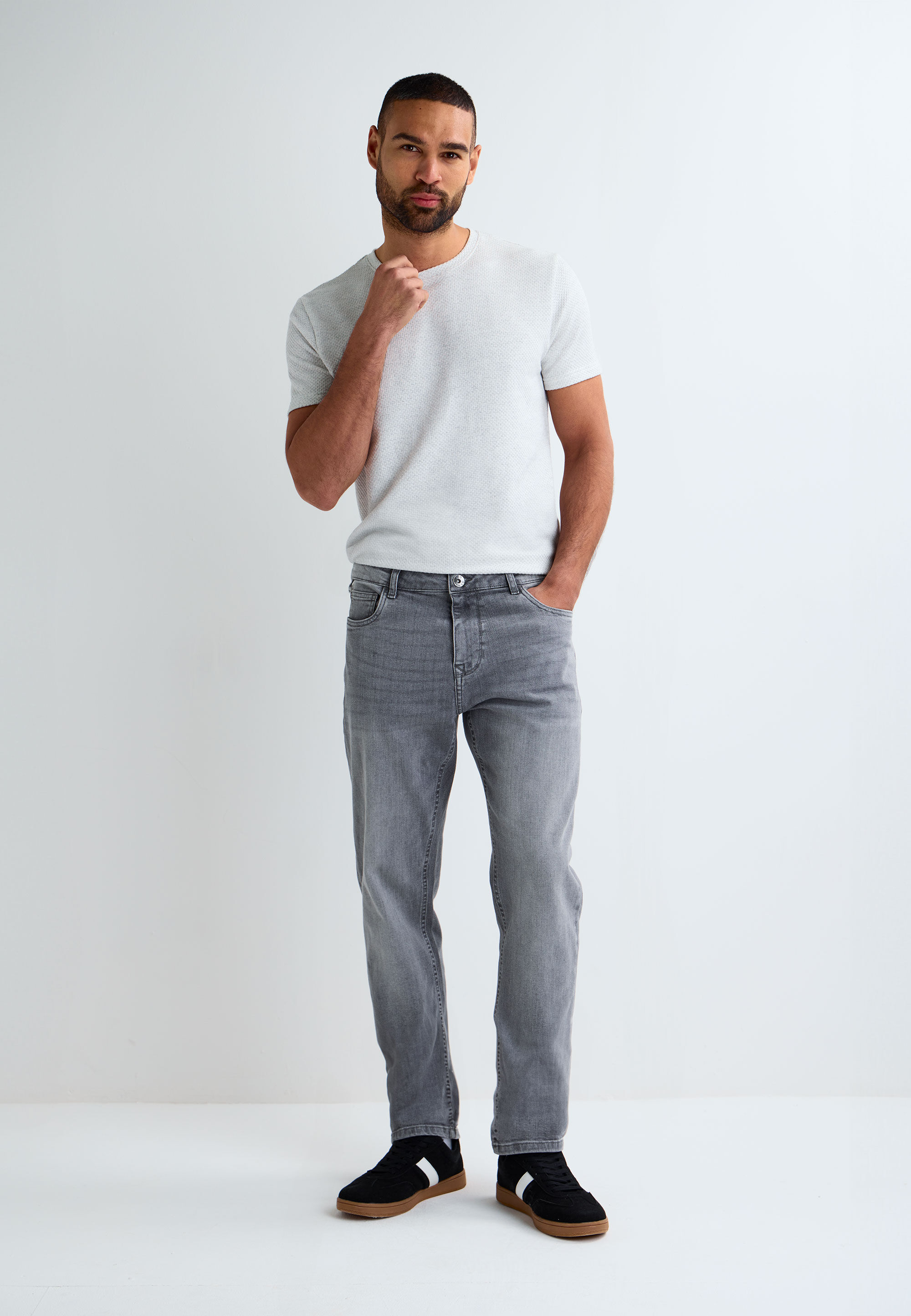 Mens Light Grey Ollie Straight Leg Jeans