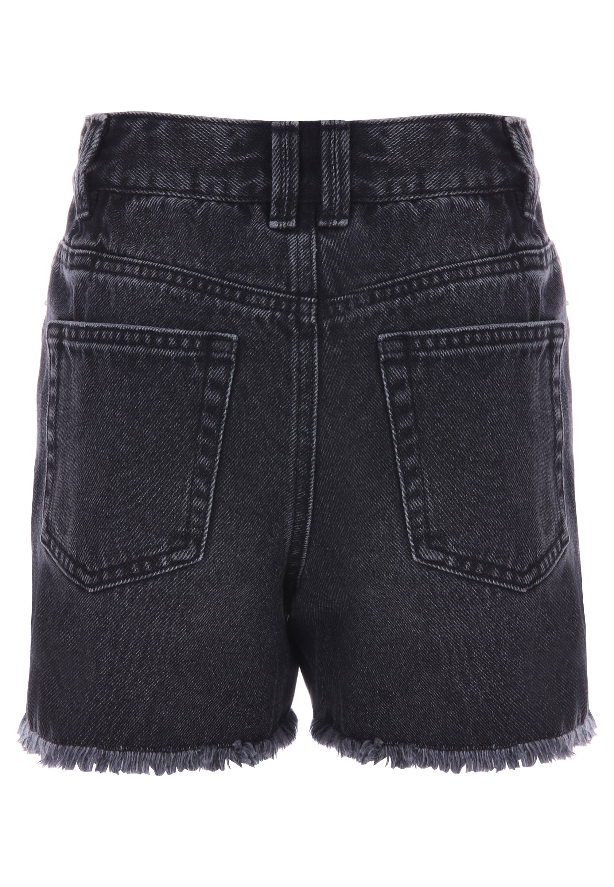 Older Girls Black Ripped Hem Denim Shorts