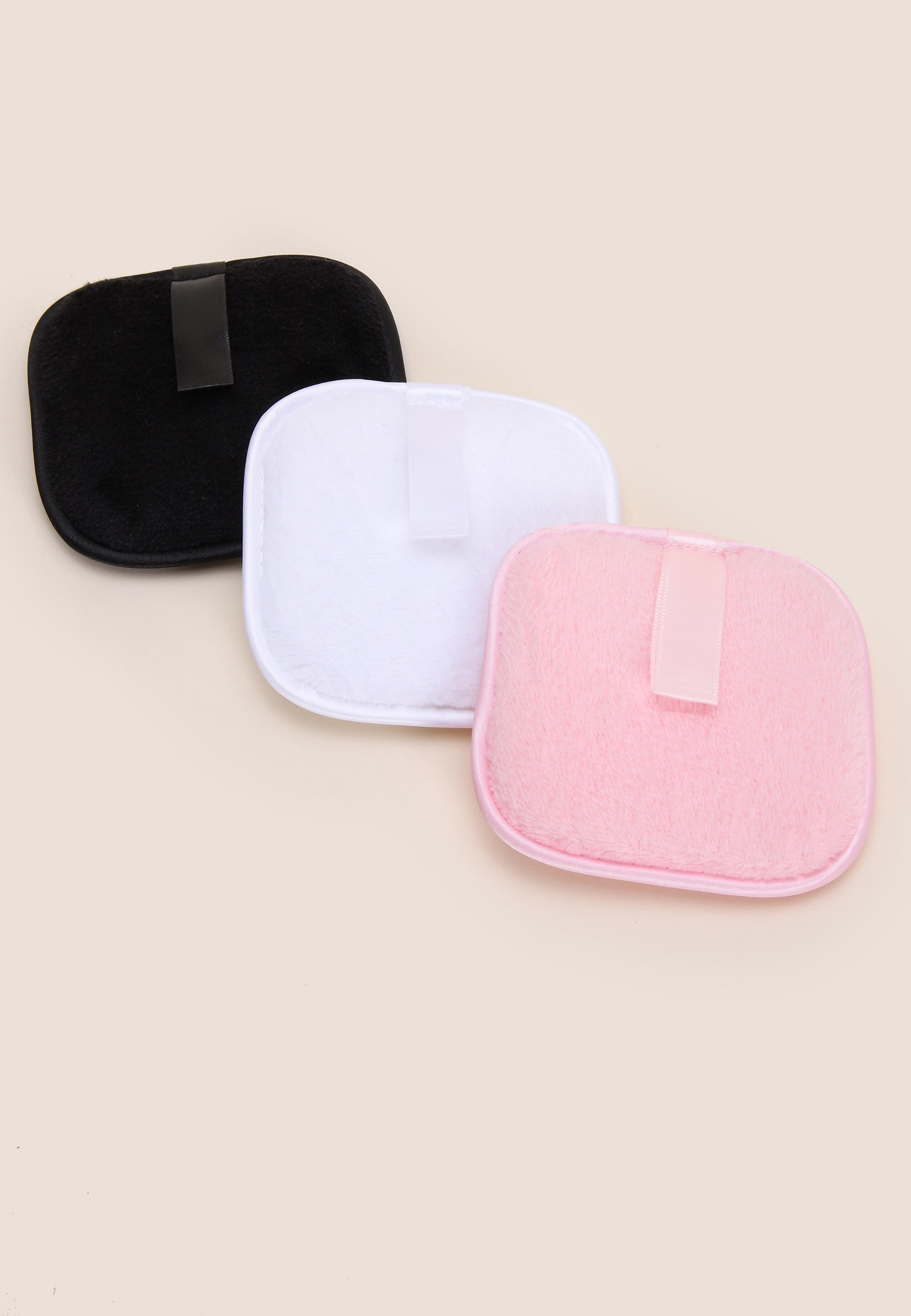 Womens 3pk Pink, White & Black Reusable Make Up Pads
