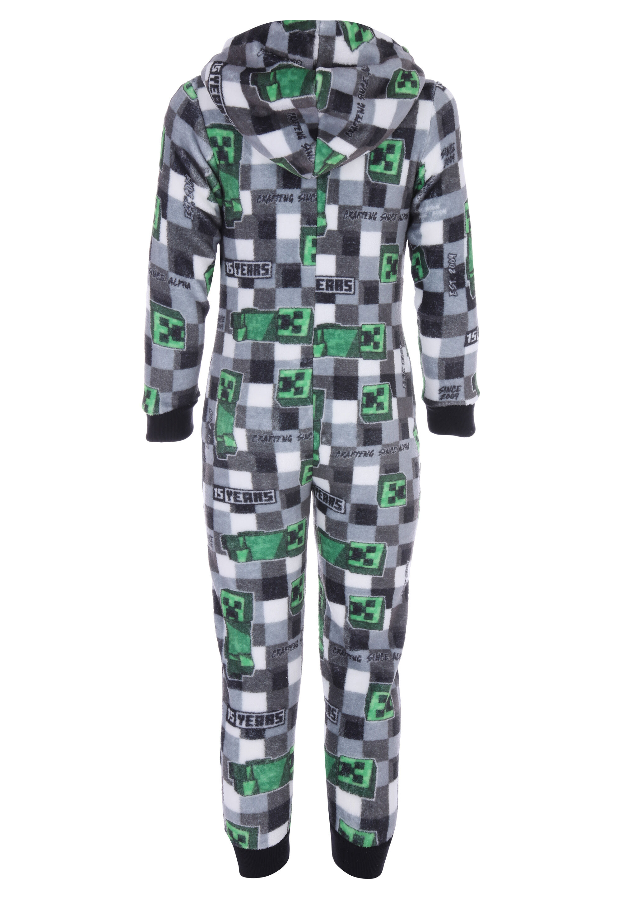 Older Boys Grey Minecraft Fleece Hooded Onesie