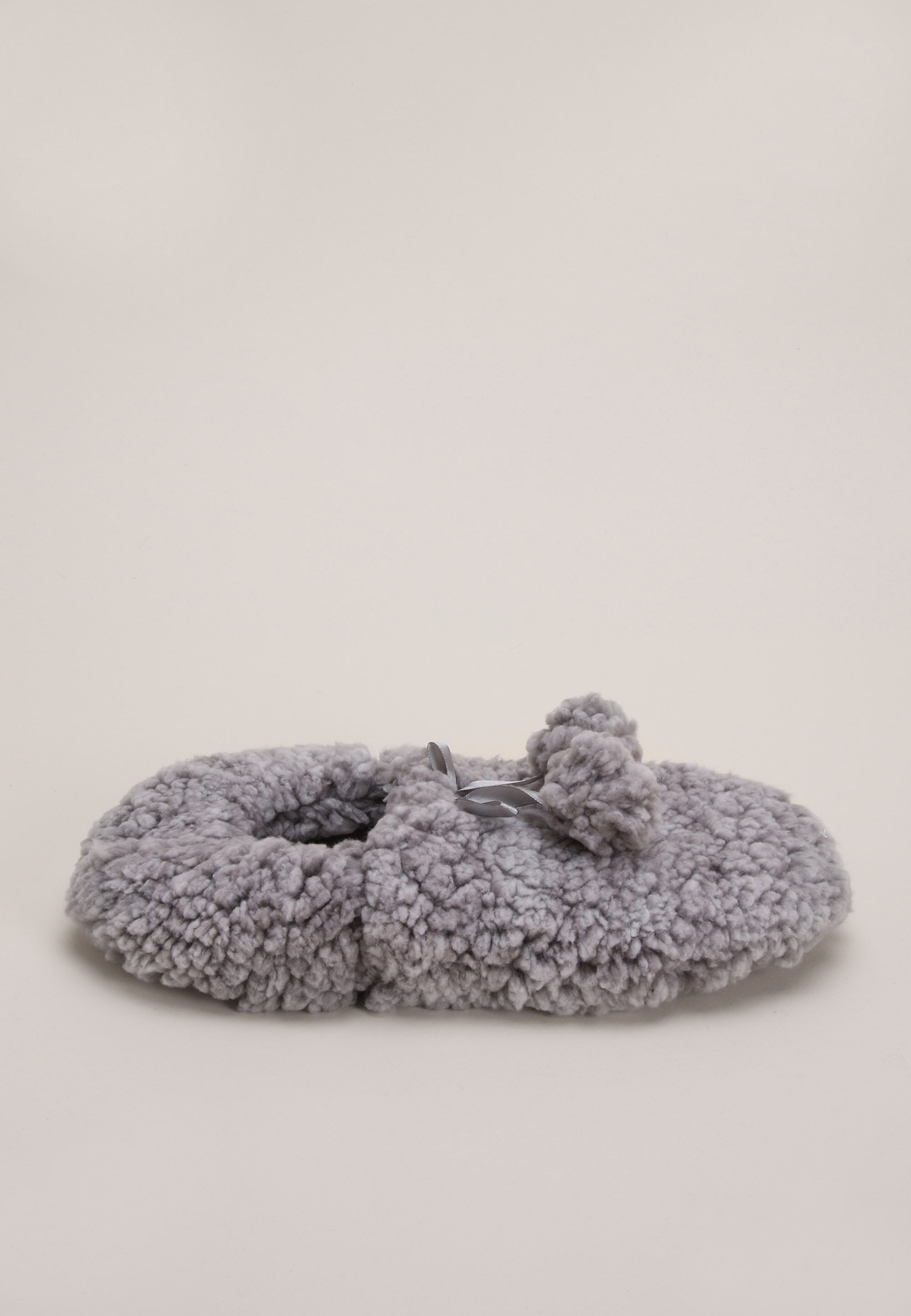 Womens Grey Sherpa Ballerina Slipper Socks