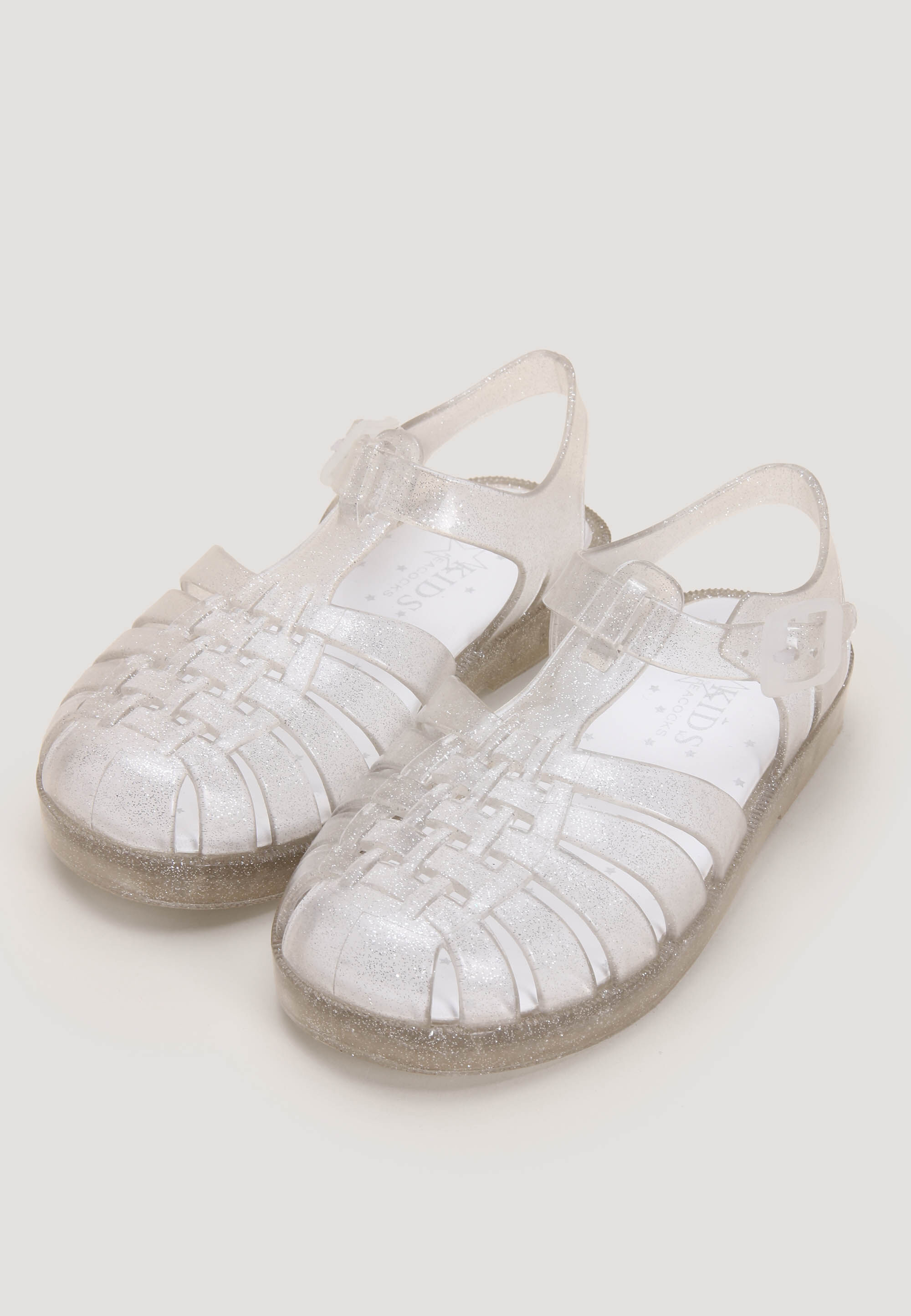 Younger Girls Silver Glitter Jelly Sandals
