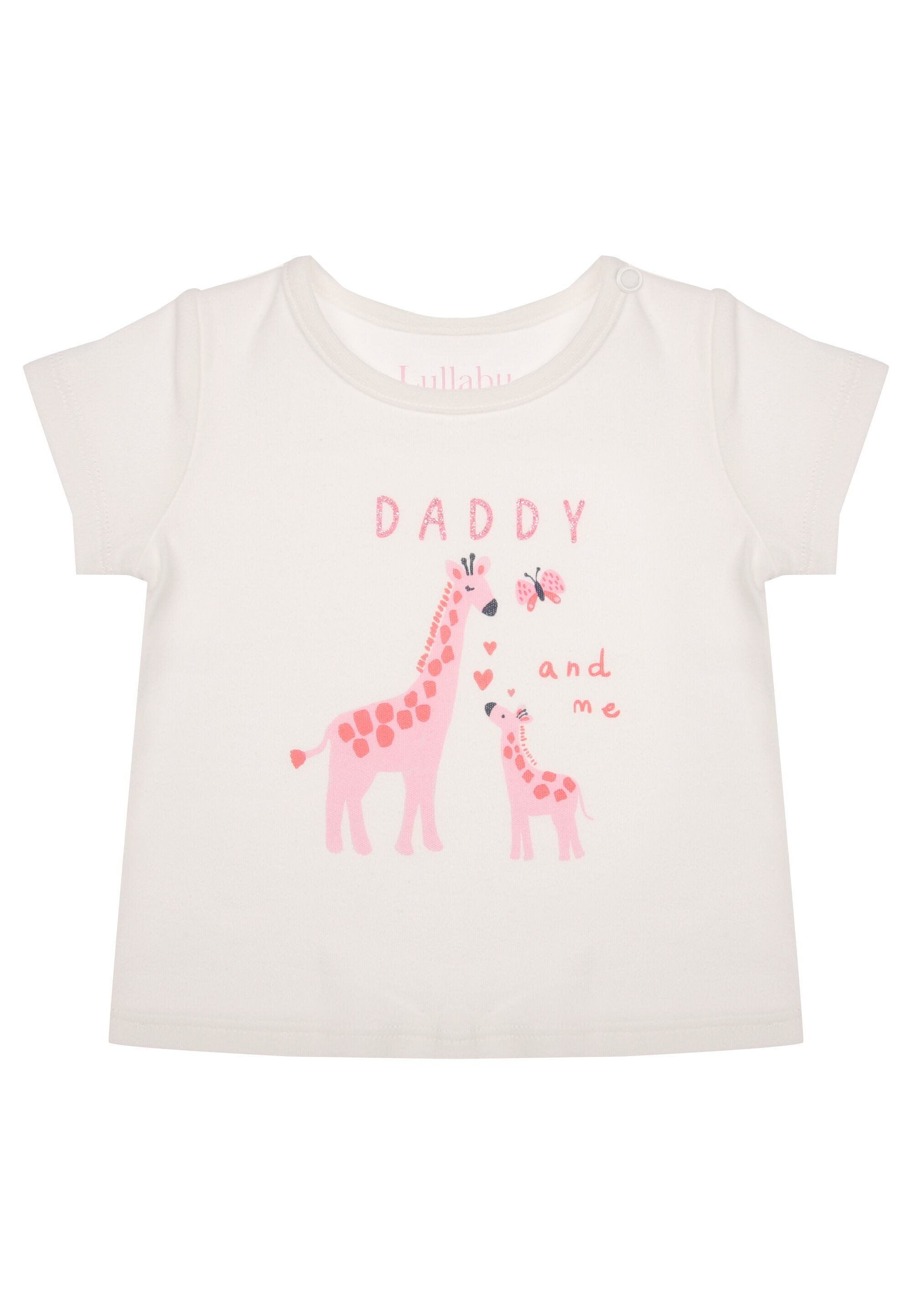 Baby Girls White Giraffe Print Daddy T-Shirt