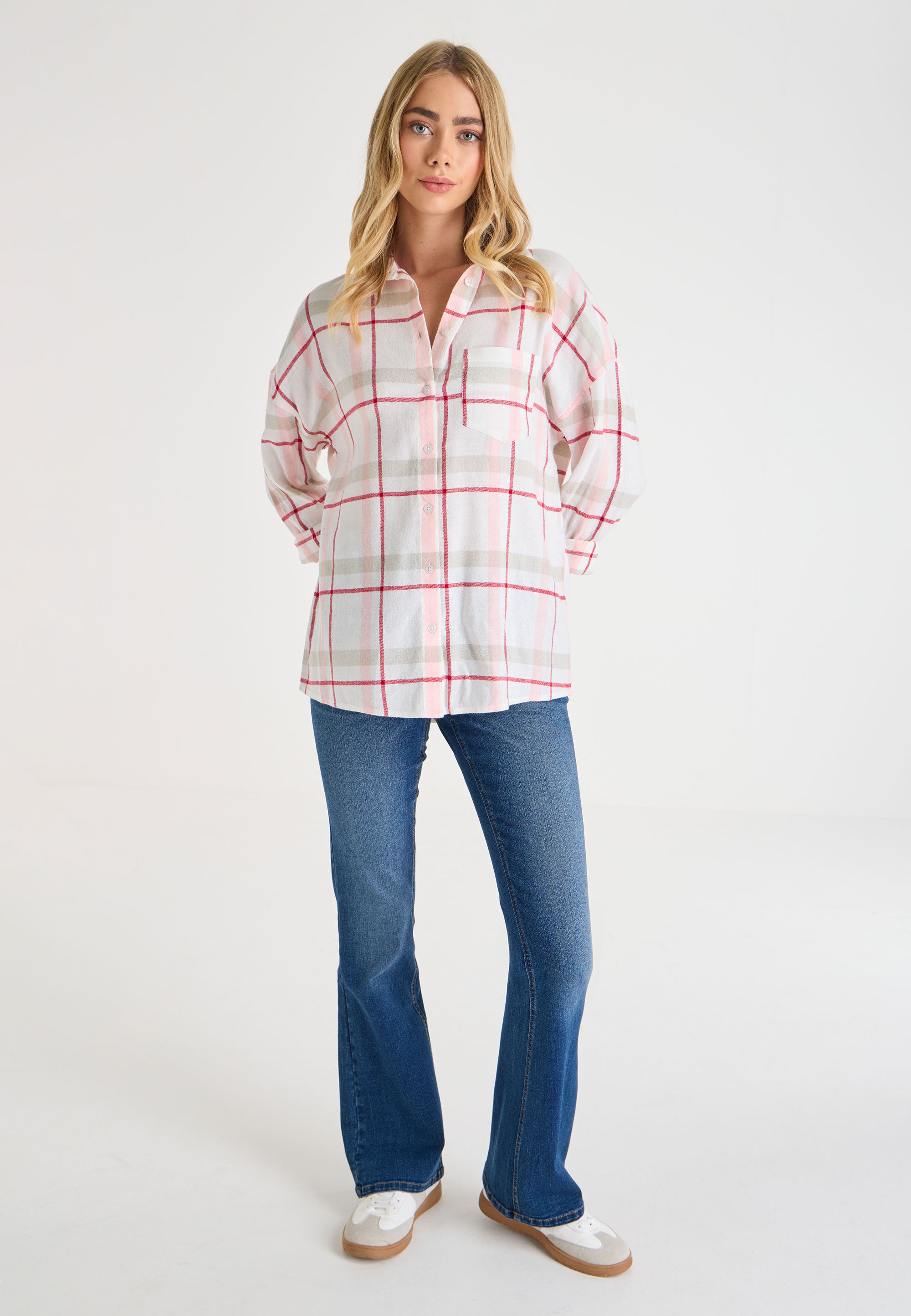Womens Pink & White Check Western Shirt