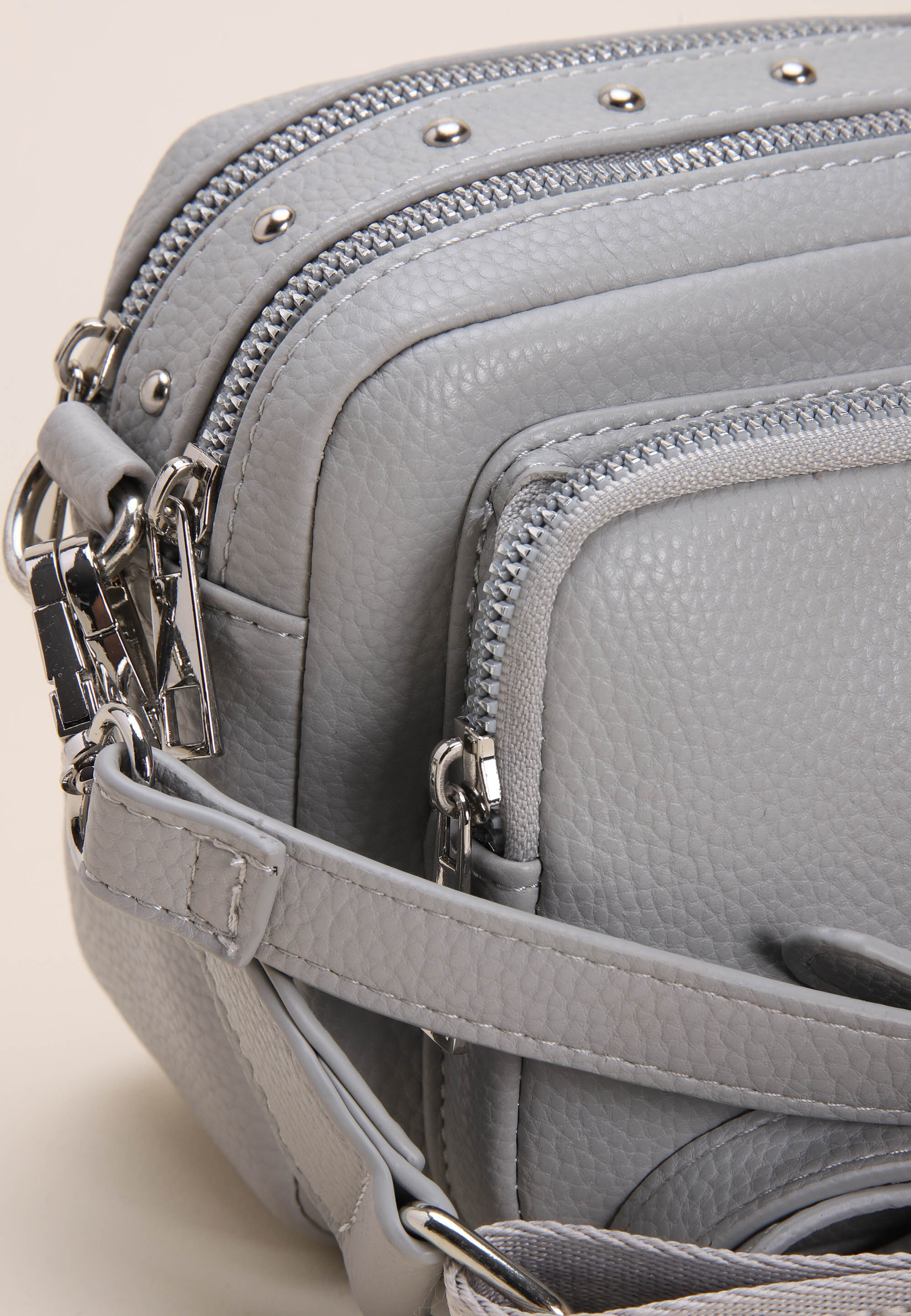 Womens Grey Stud Camera Bag