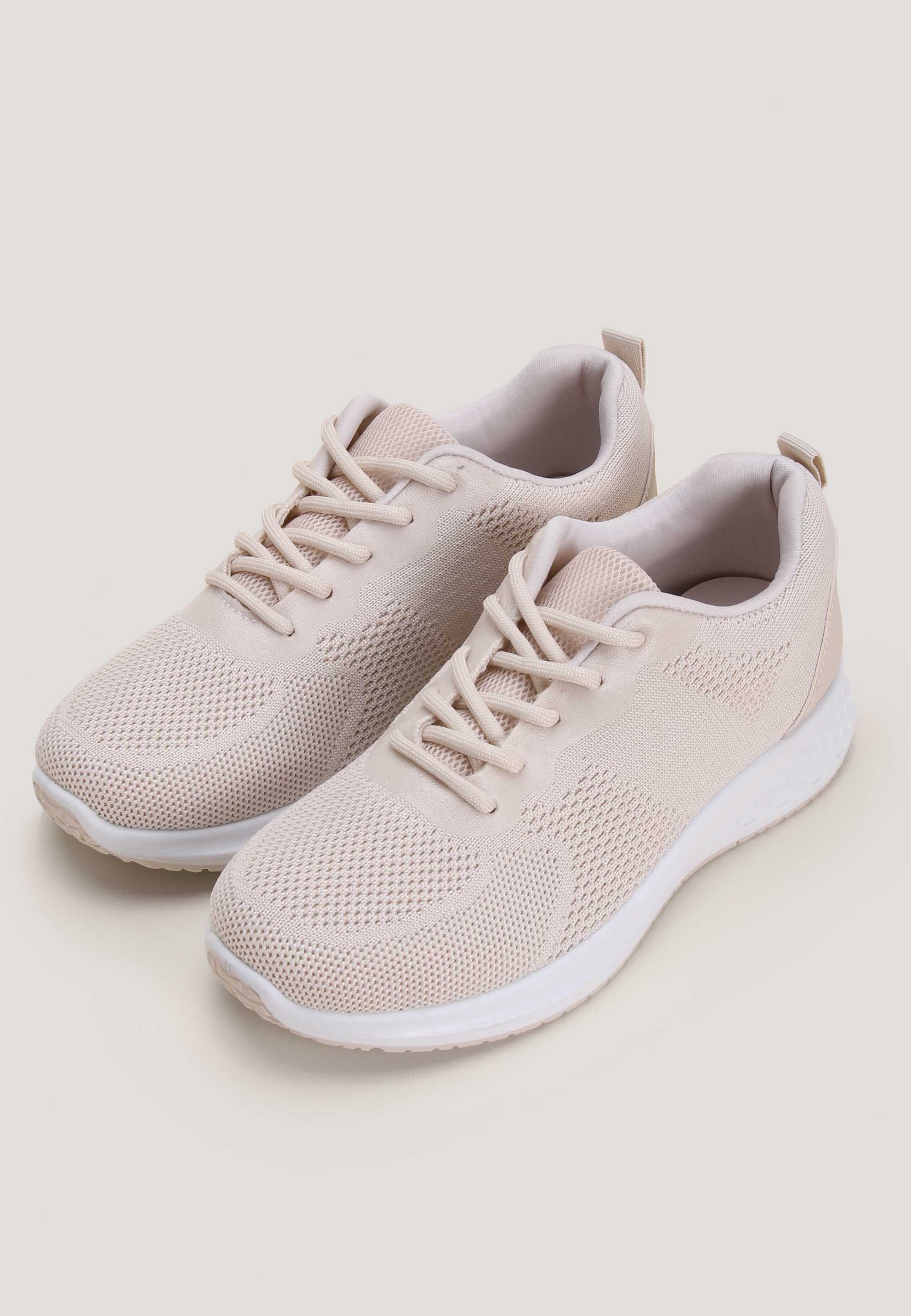Womens Cream Fashion Runner Trainers