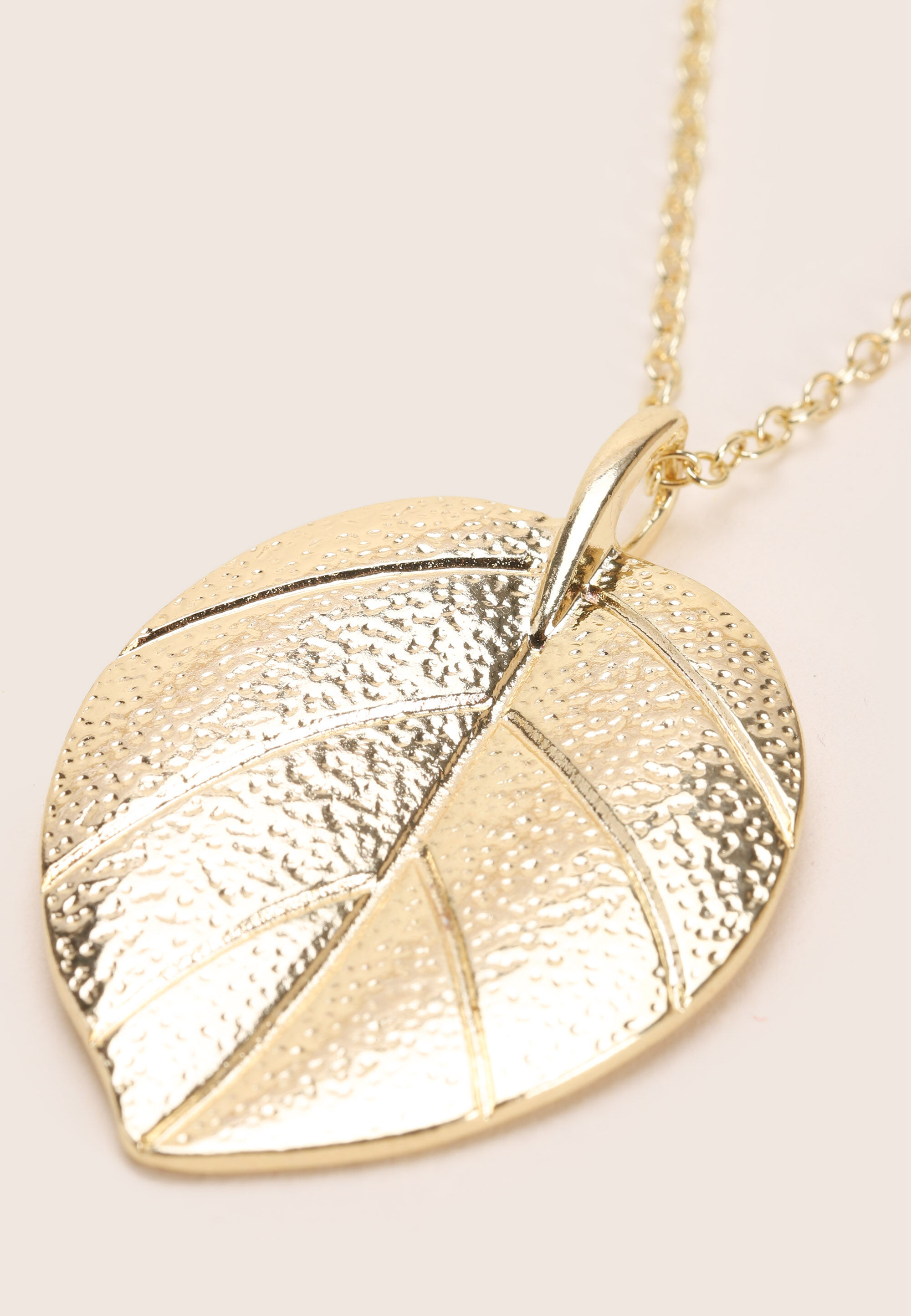 Womens Gold Leaf Pendant Necklace