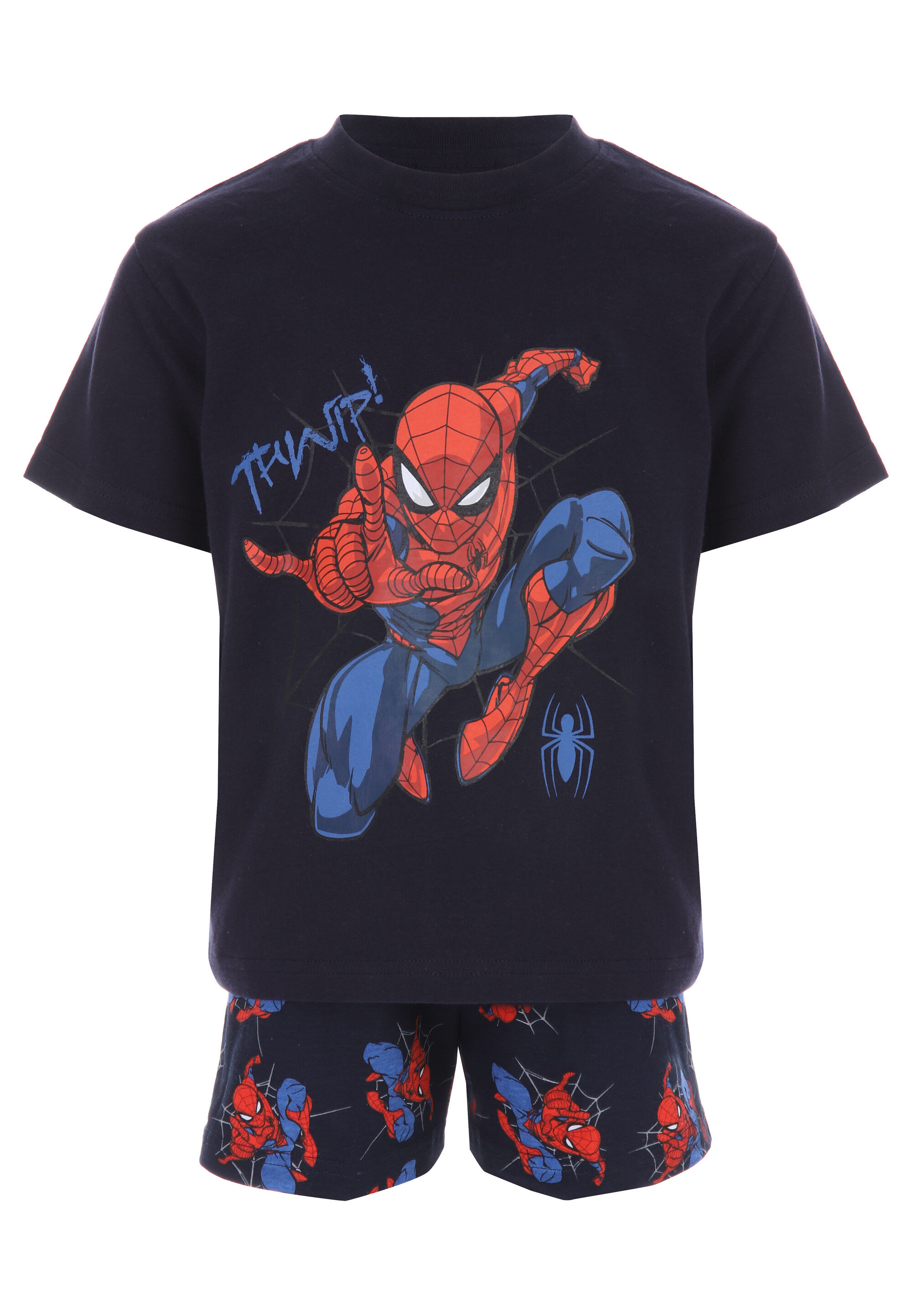 Younger Boys Navy Spider-Man Top & Shorts Pyjama Set