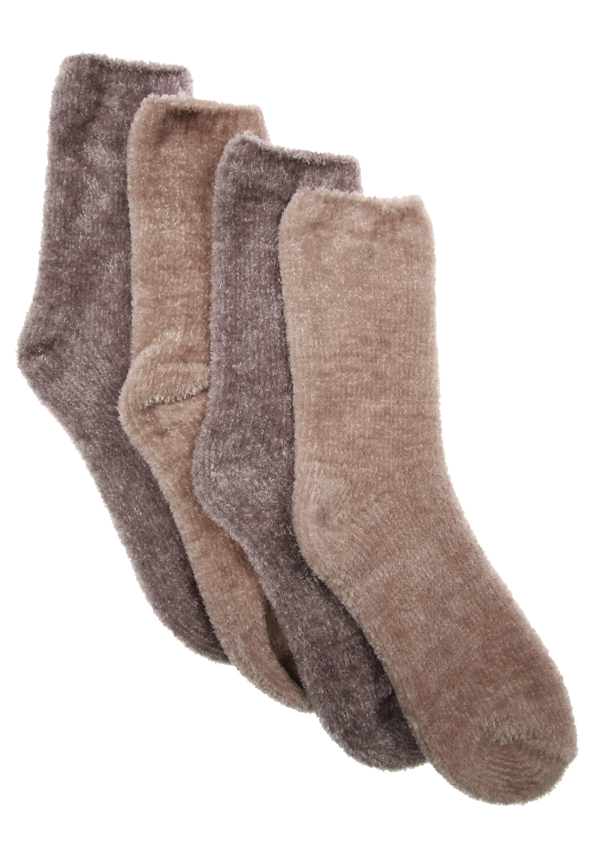 Womens 2pk Beige & Grey Velvet Socks