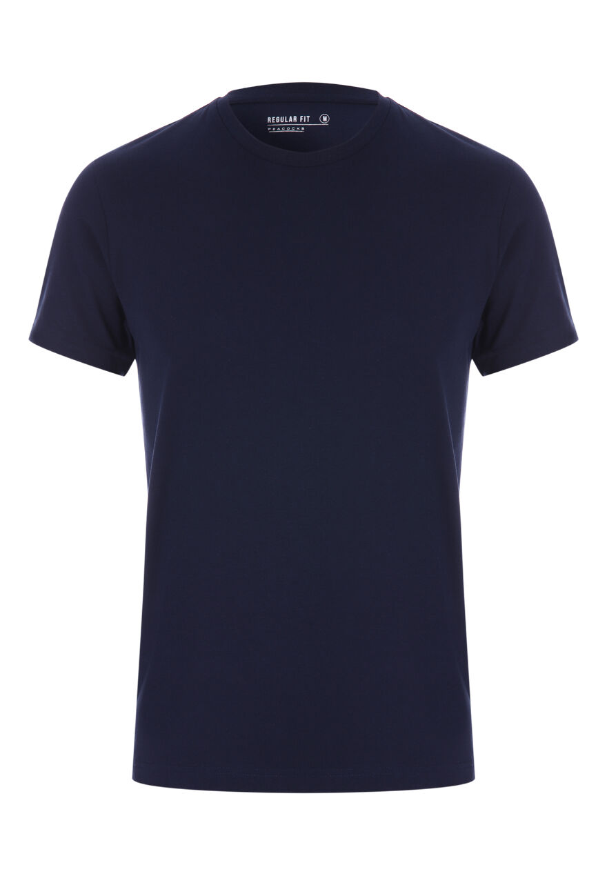 Mens Plain Navy Crew Neck T-Shirt
