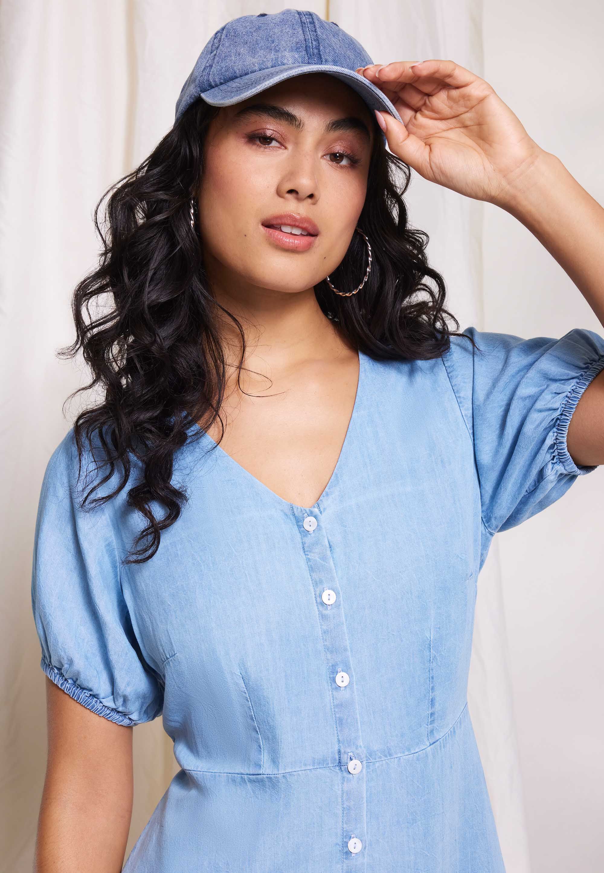 Womens Blue Denim Baseball Cap