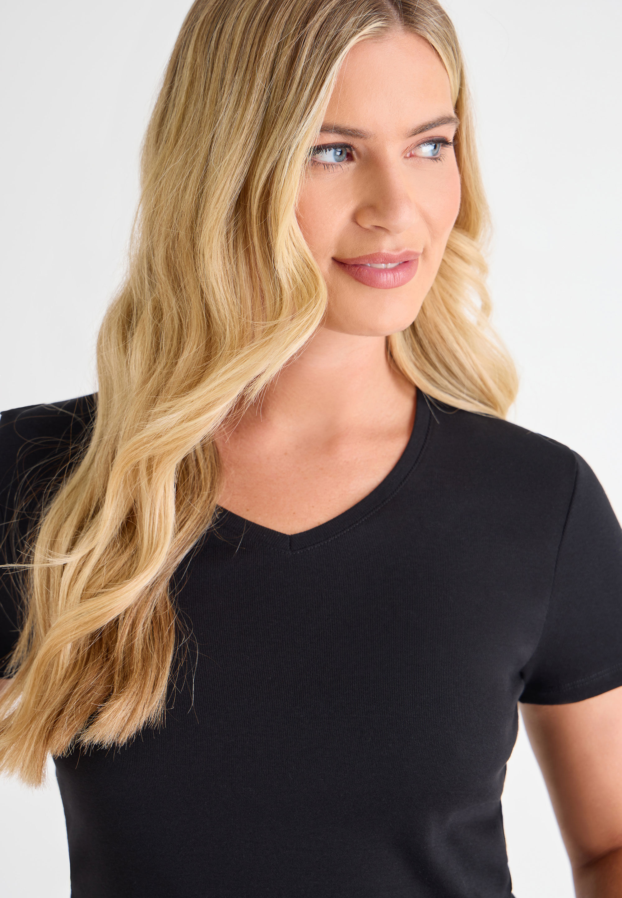 Womens Black V-Neck Top