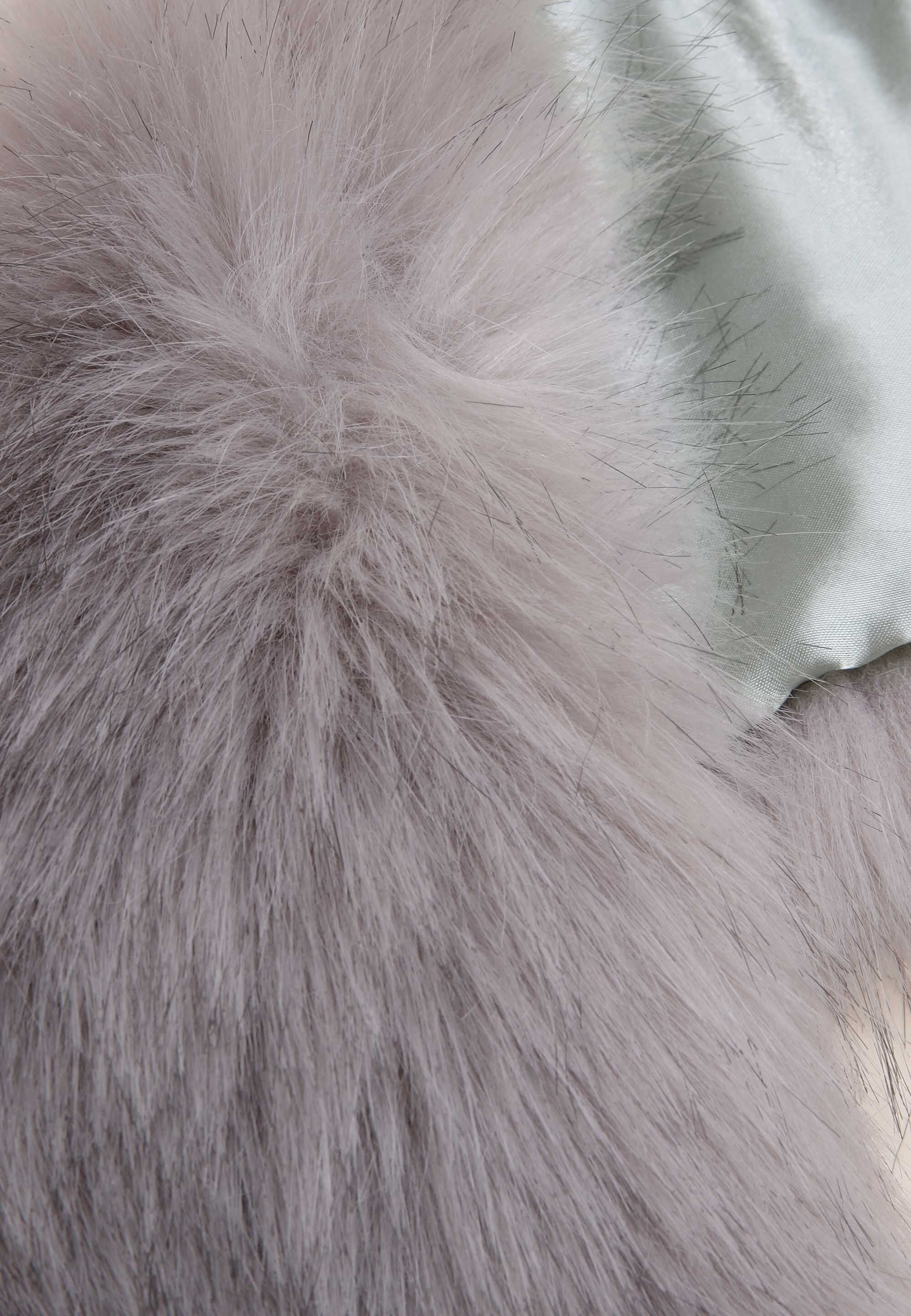 Womens Grey Fluffy Scarf