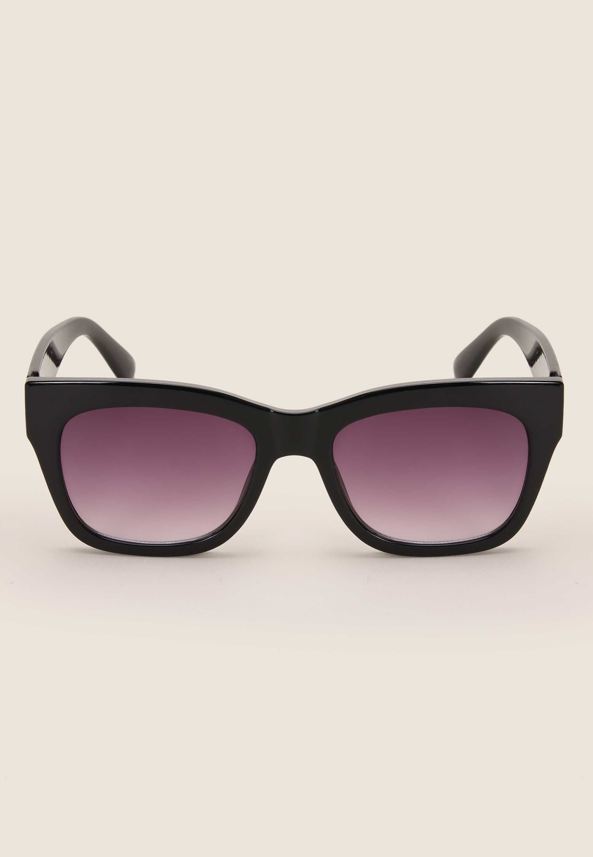 Womens Black Retro Square Sunglasses