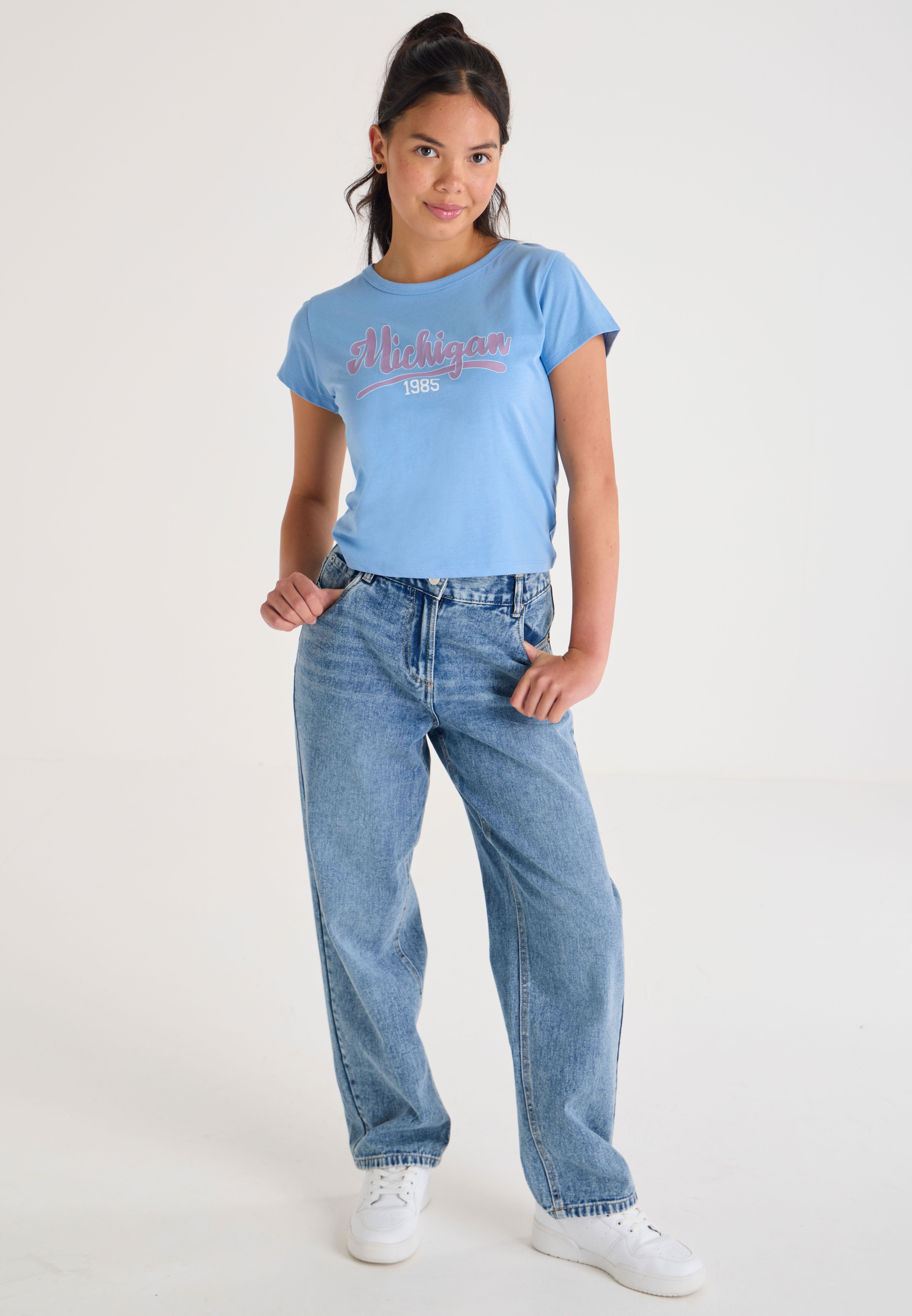 Older Girls Blue Michigan Short Sleeve T-Shirt