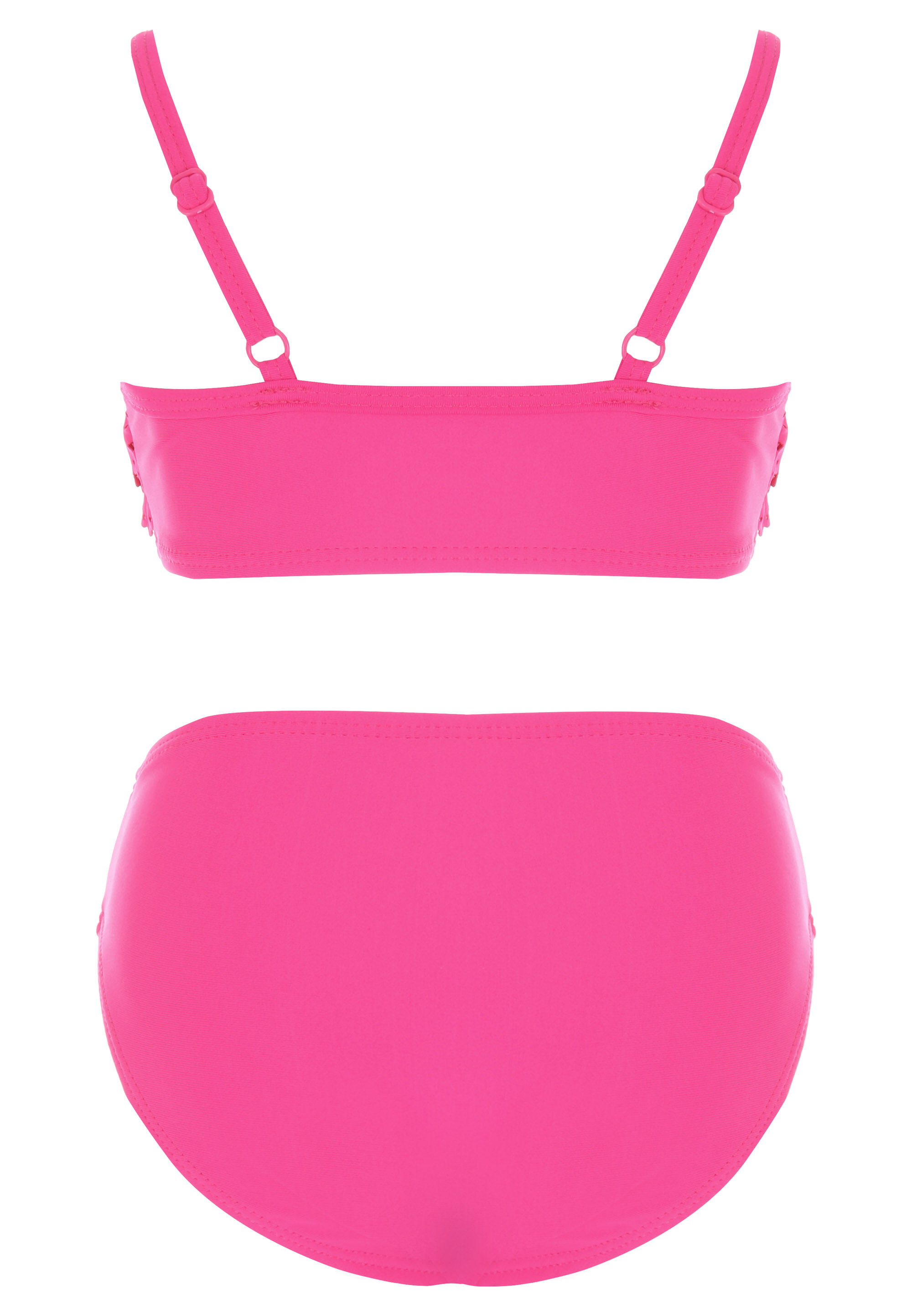 Younger Girls Pink Cut Out Frill Bikini