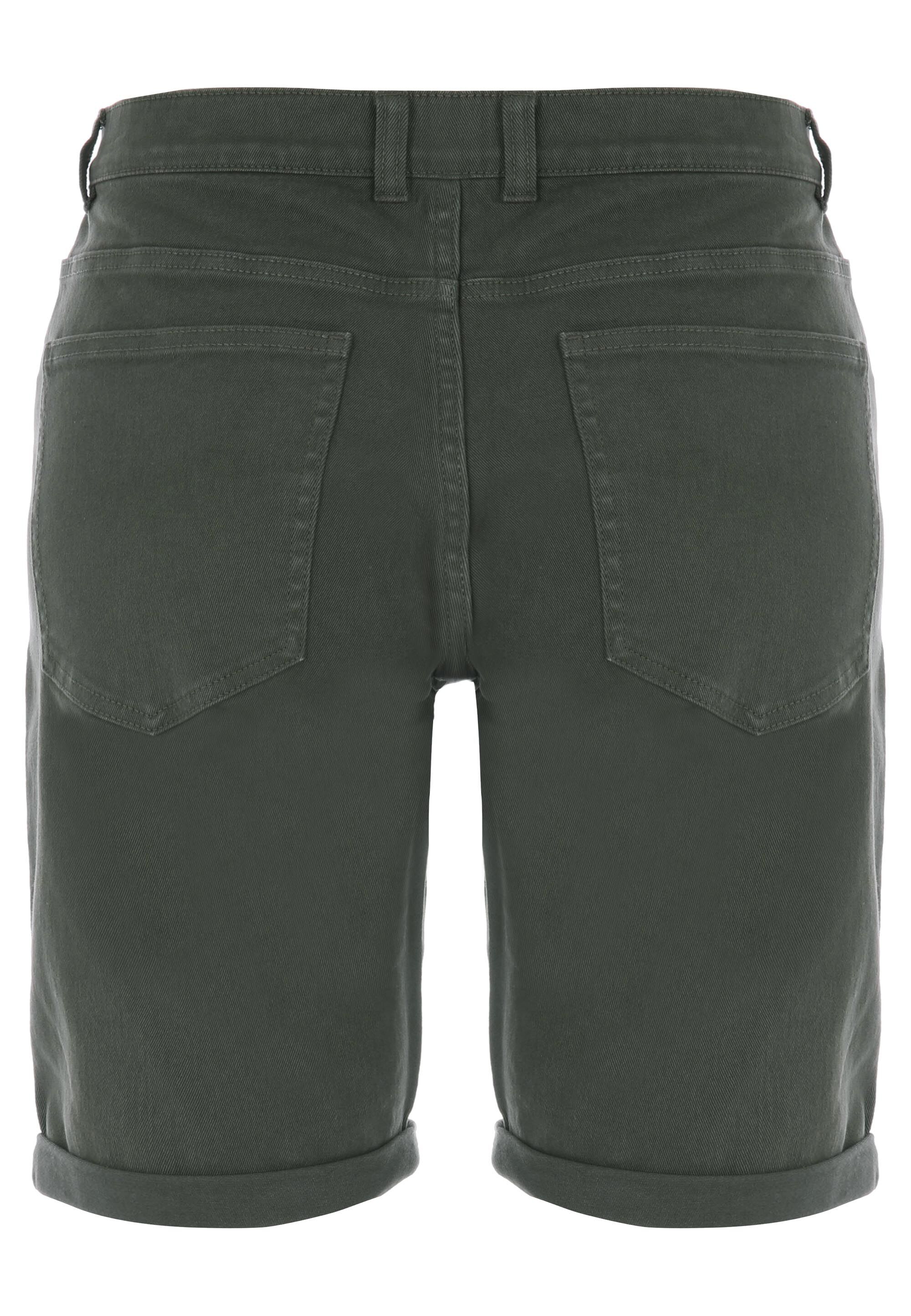 Mens Green Denim Mid Length Shorts