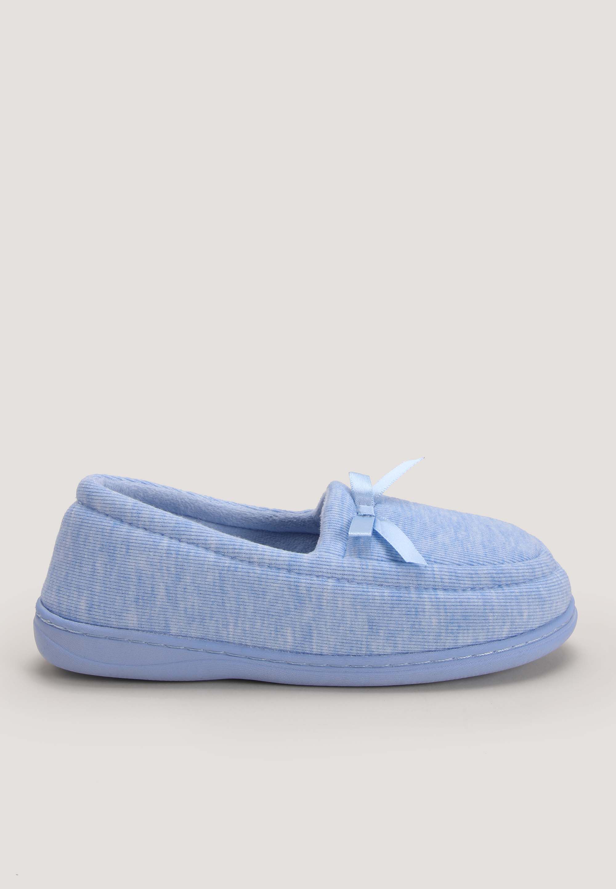 Womens Blue Marl Closed Back Slippers
