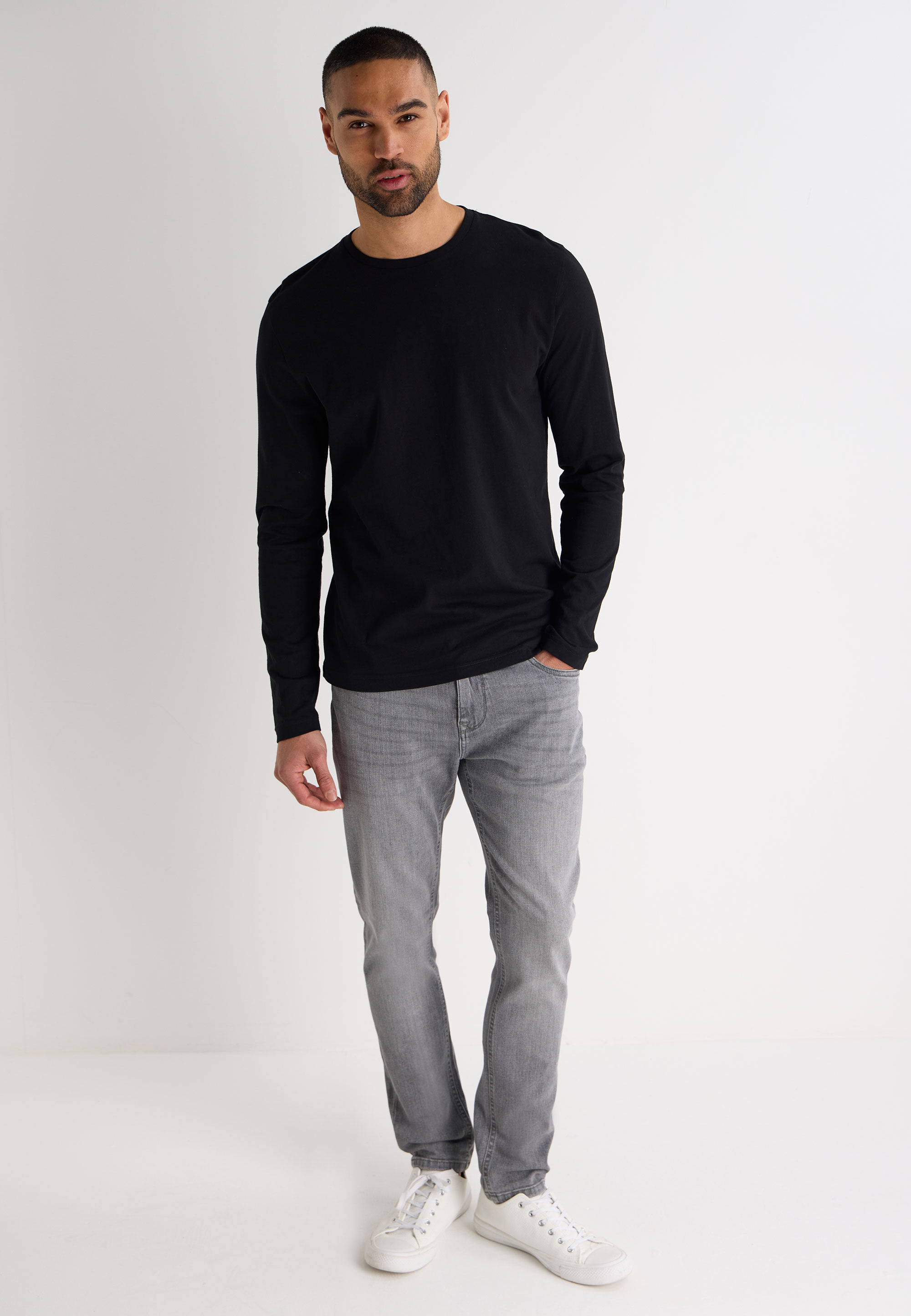 Mens Light Grey Slim Stretch Jeans