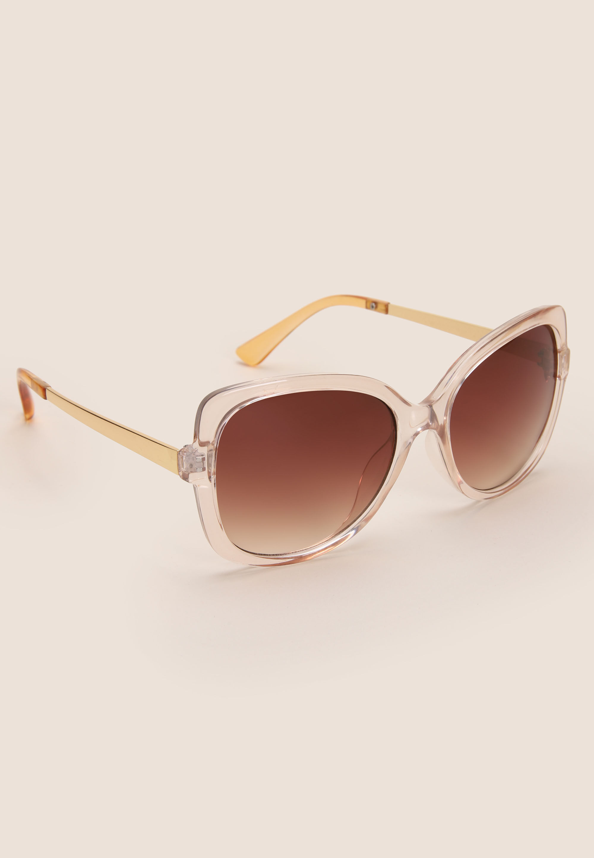 Womens Brown Transparent Large Square Sunglasses