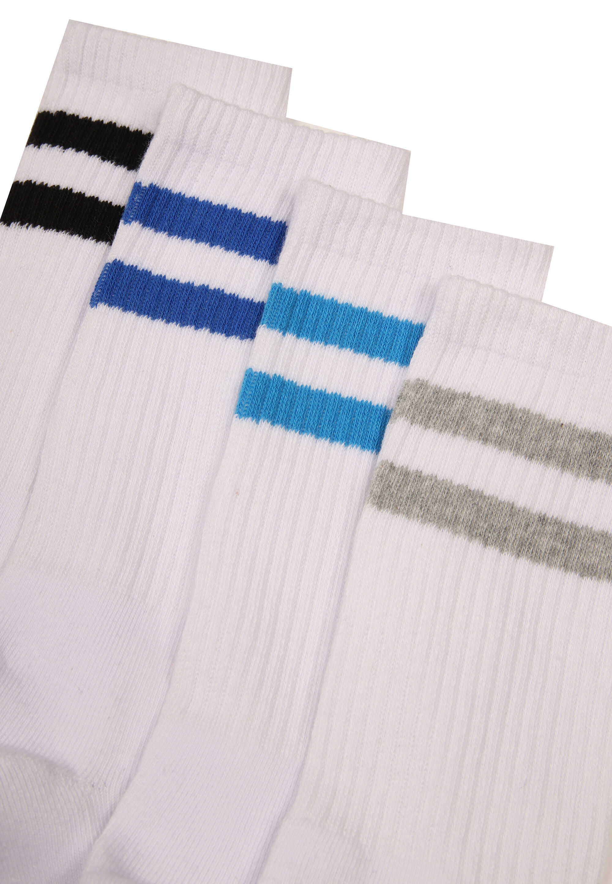 Mens 4pk White Stripe Sport Socks