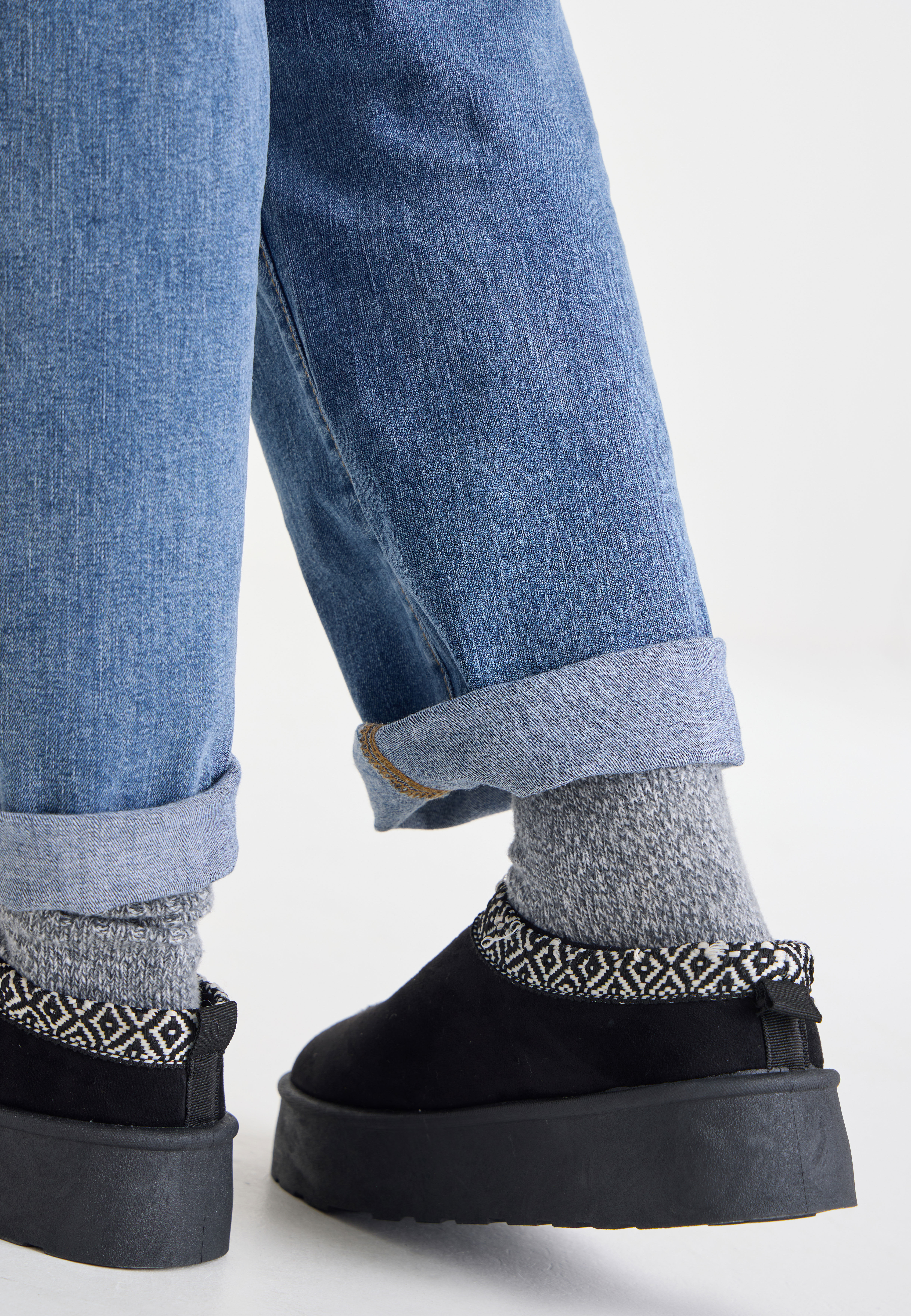 Womens Black Casual Cosy Platform Mule