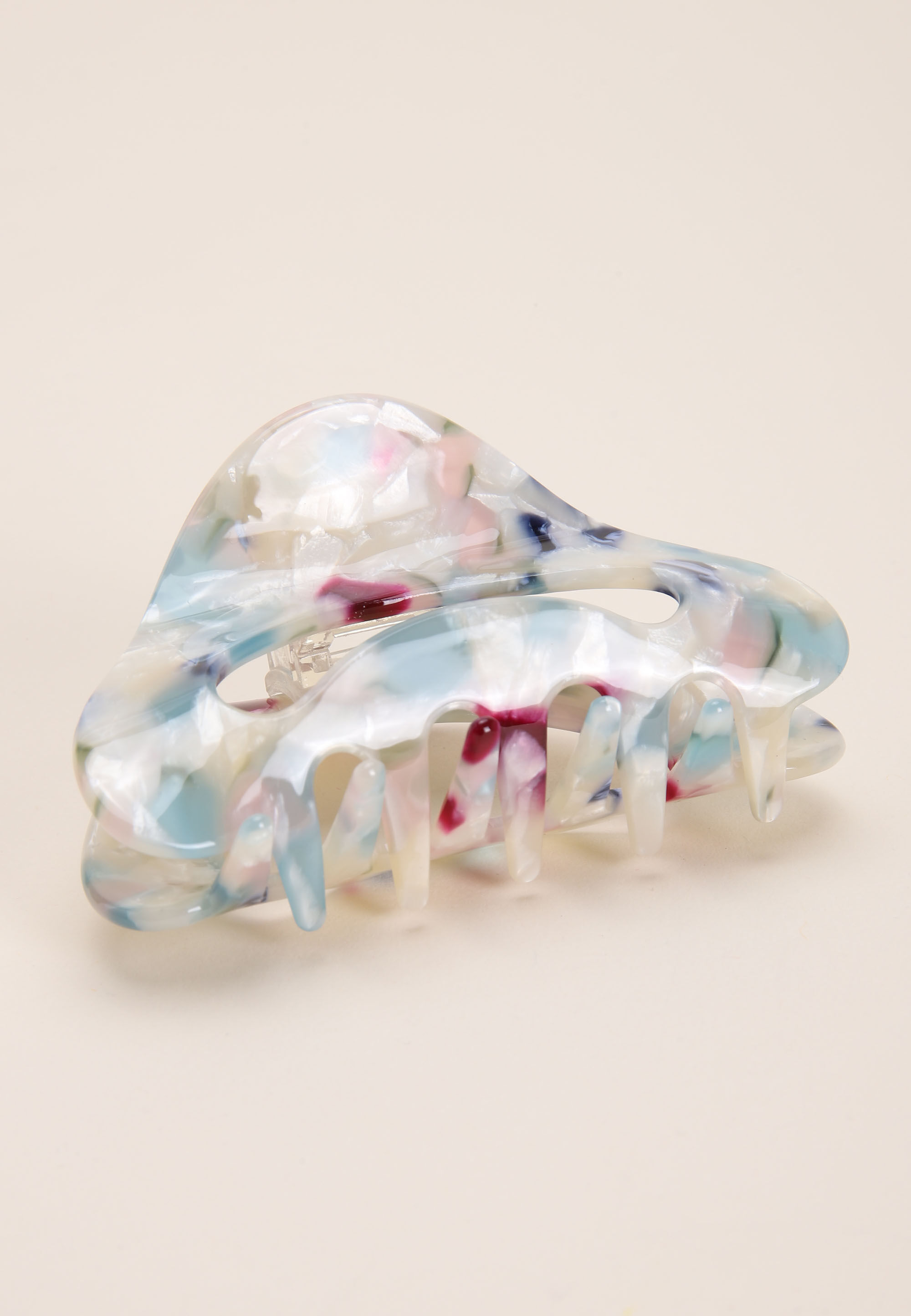 Womens Cream Patterned Semi Circle Claw Hair Clip