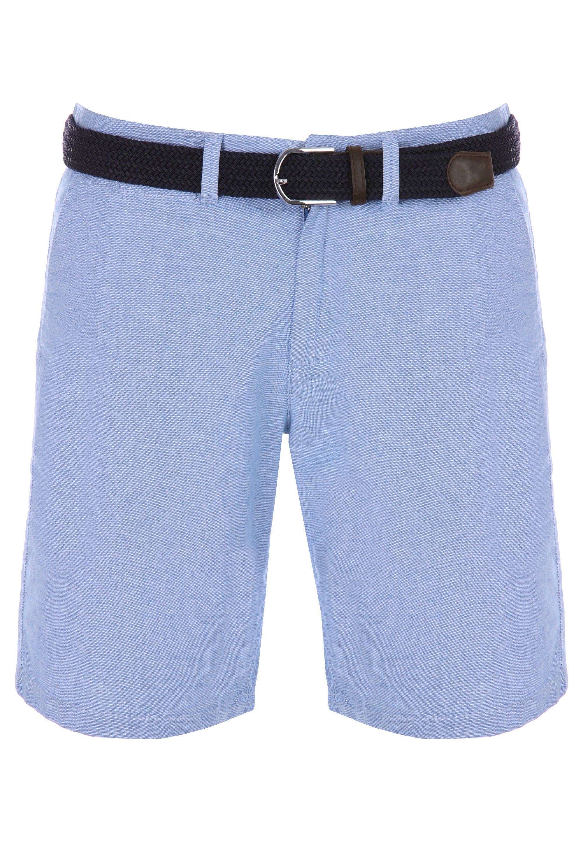Mens Blue Belted Oxford Shorts