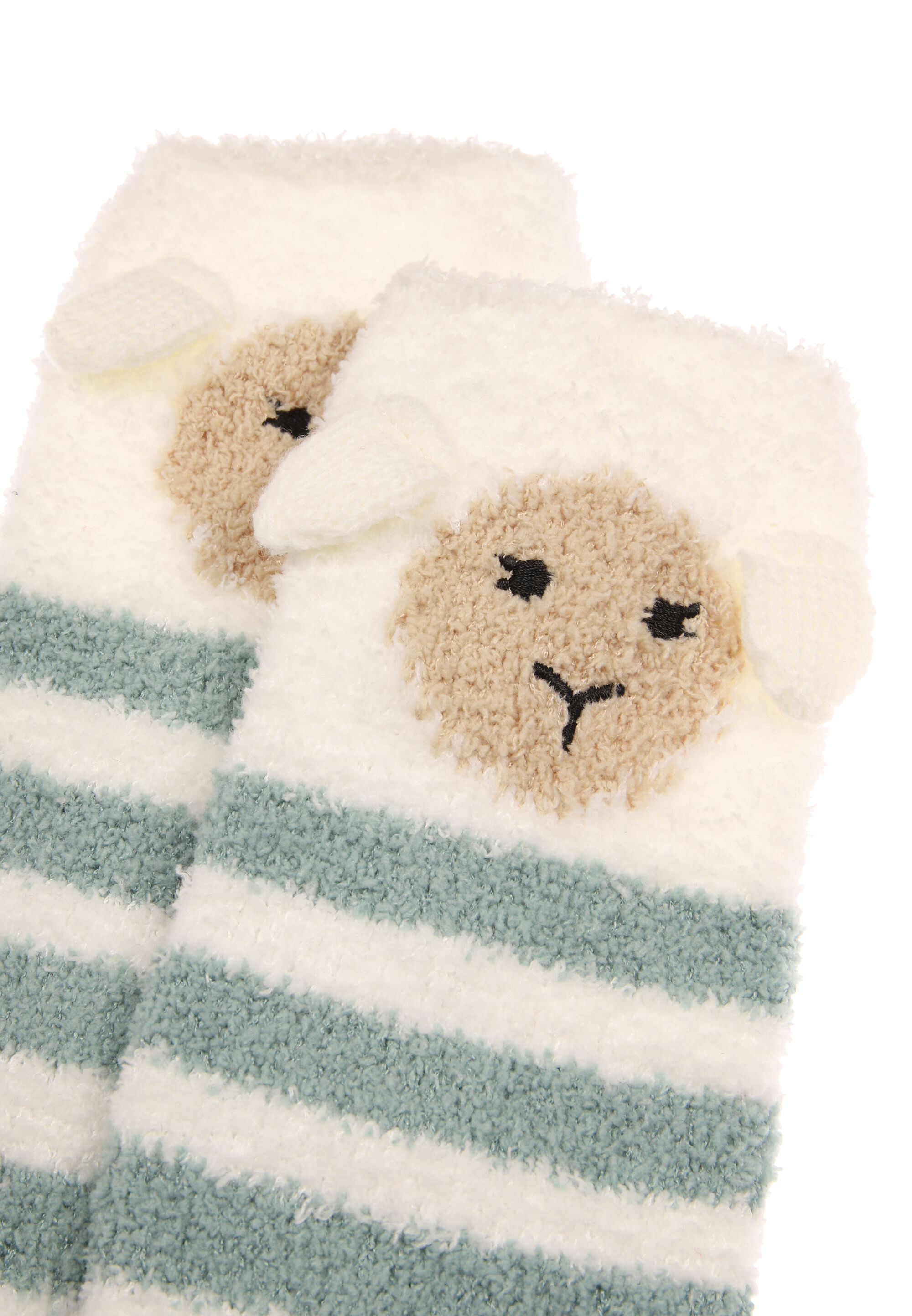Womens 1pk Green Sheep Marshmallow Cosy Socks