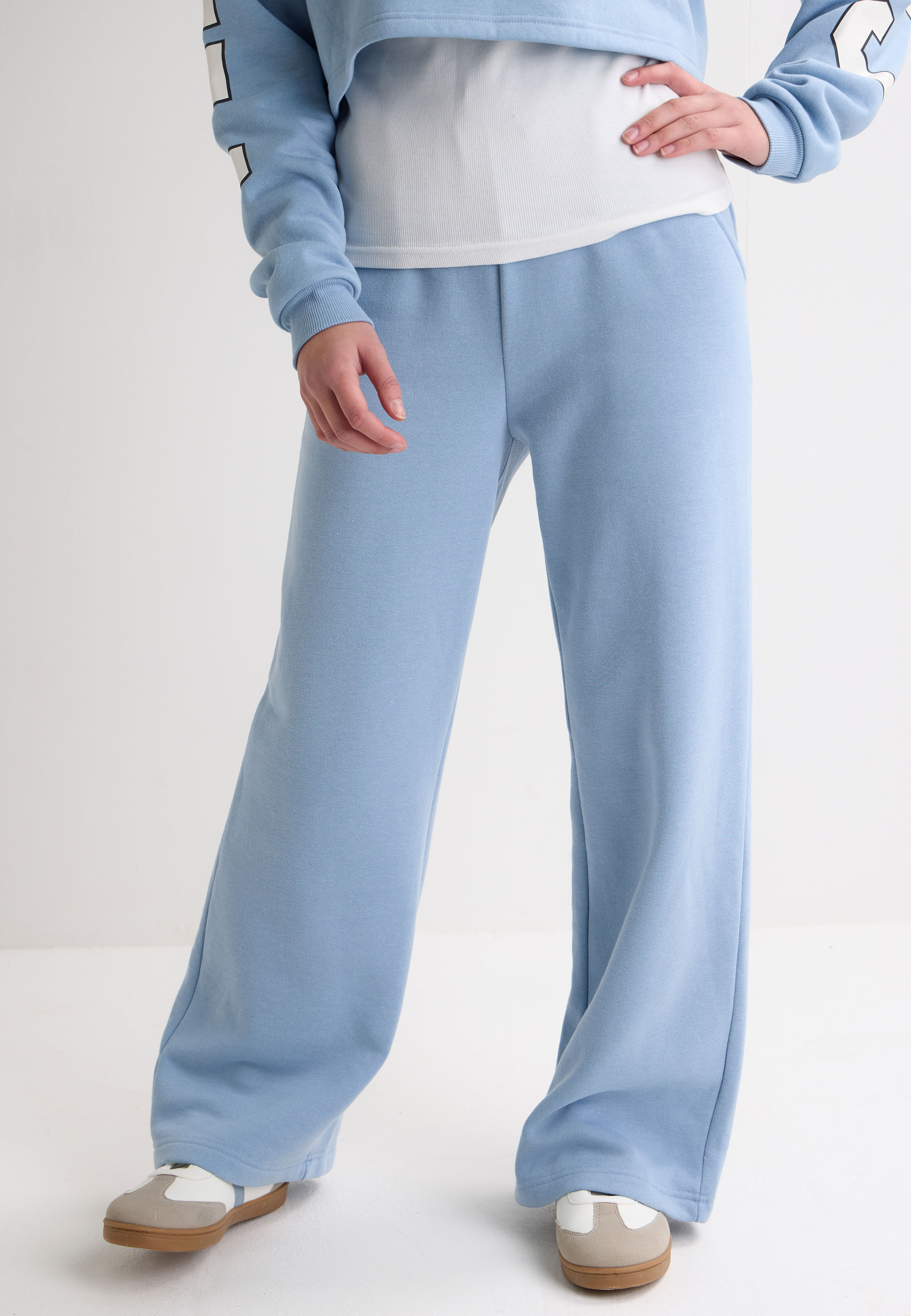 Older Girls Blue Wide Leg Jogging Bottoms