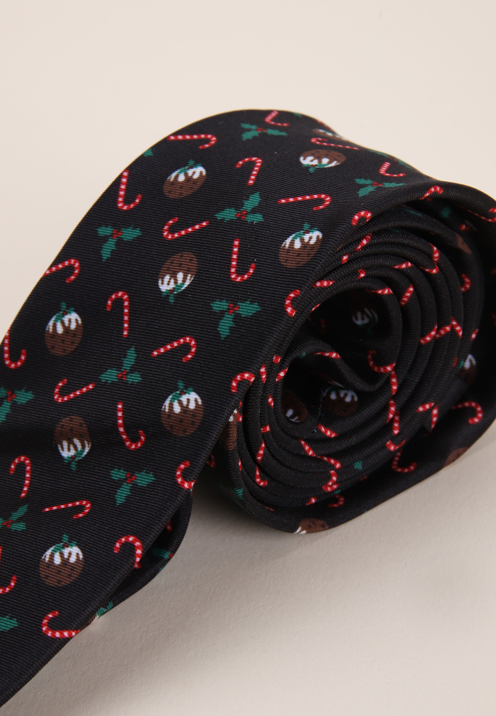 Mens Black Novelty Christmas Tie
