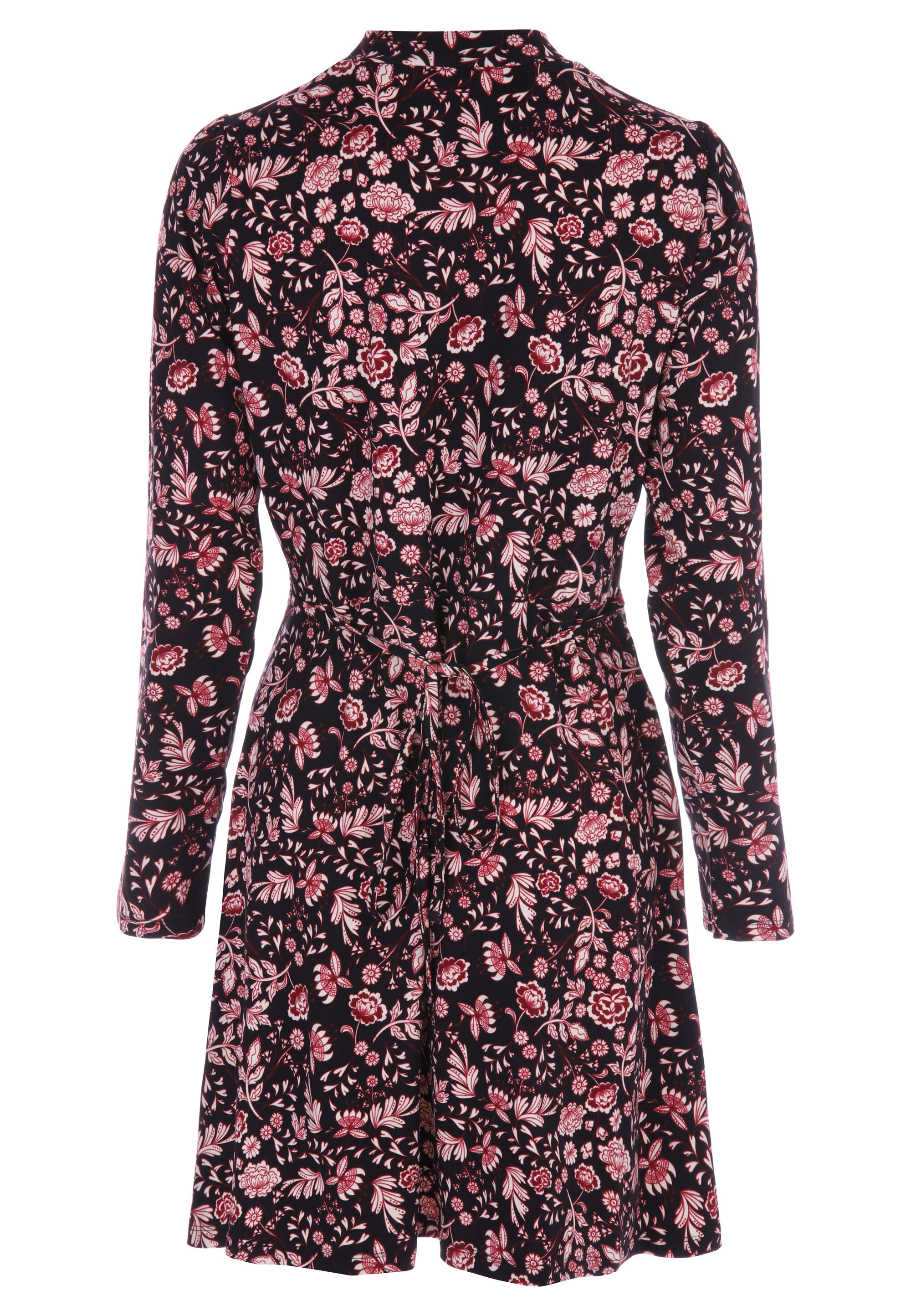 Womens Black & Red Floral High Neck Dress