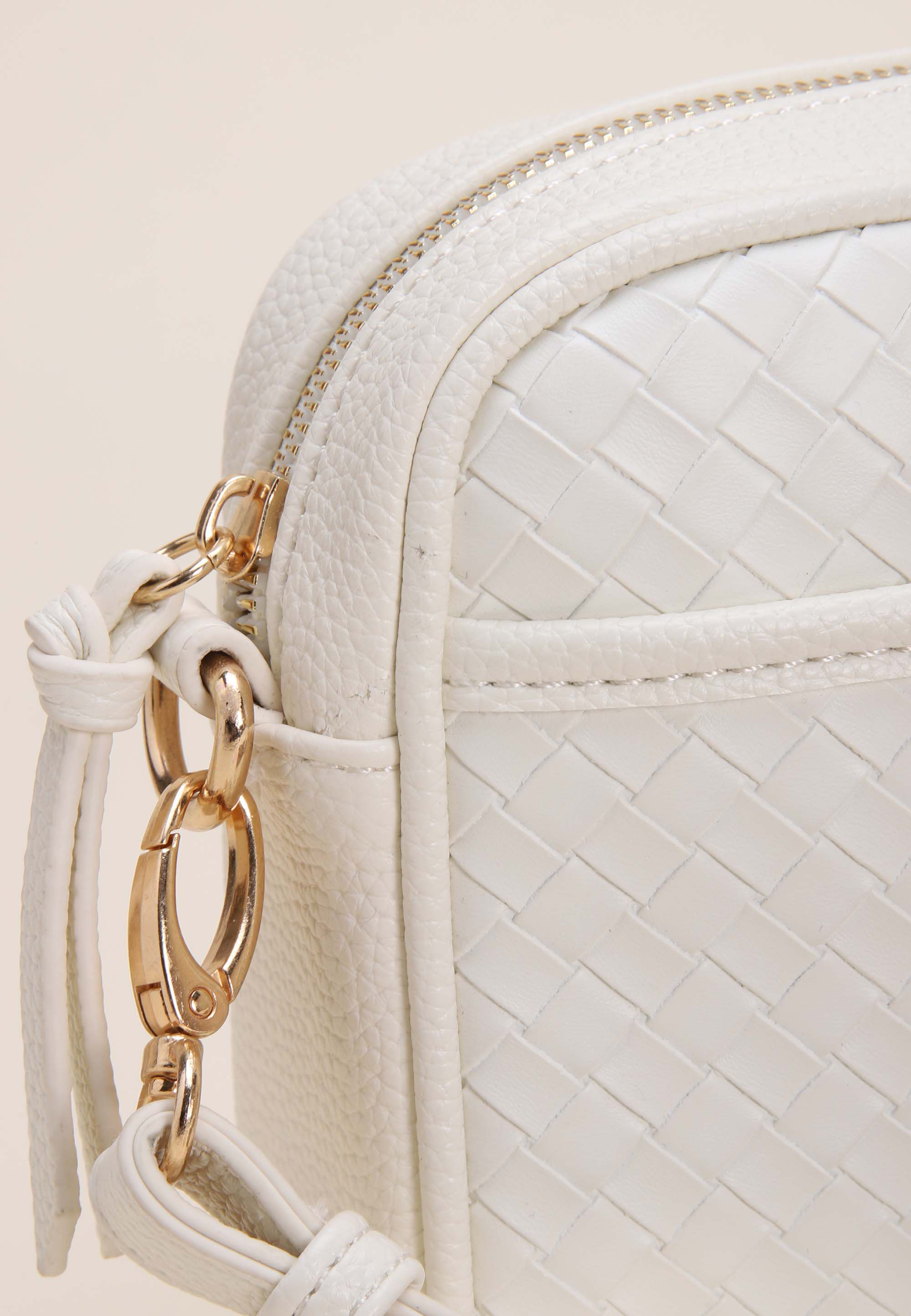 Womens Cream Woven Camera Bag
