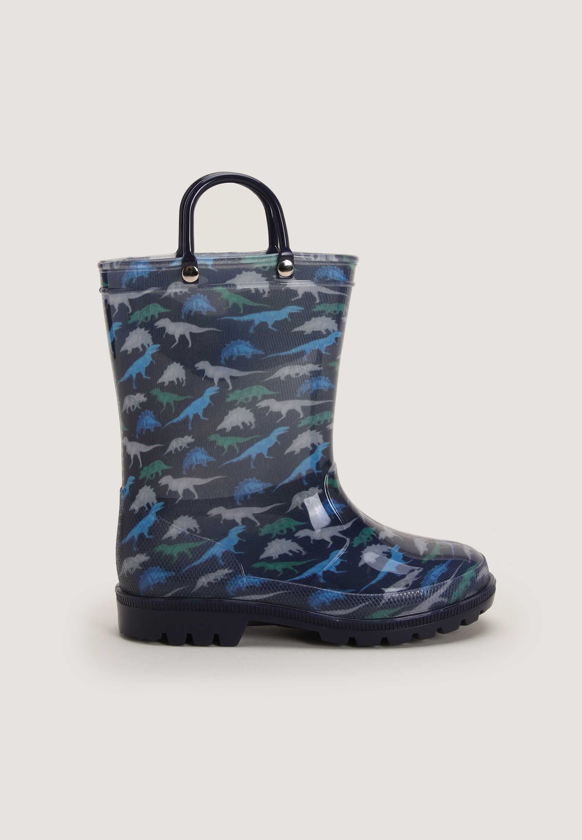 Boys Navy Dinosaur Print Wellies