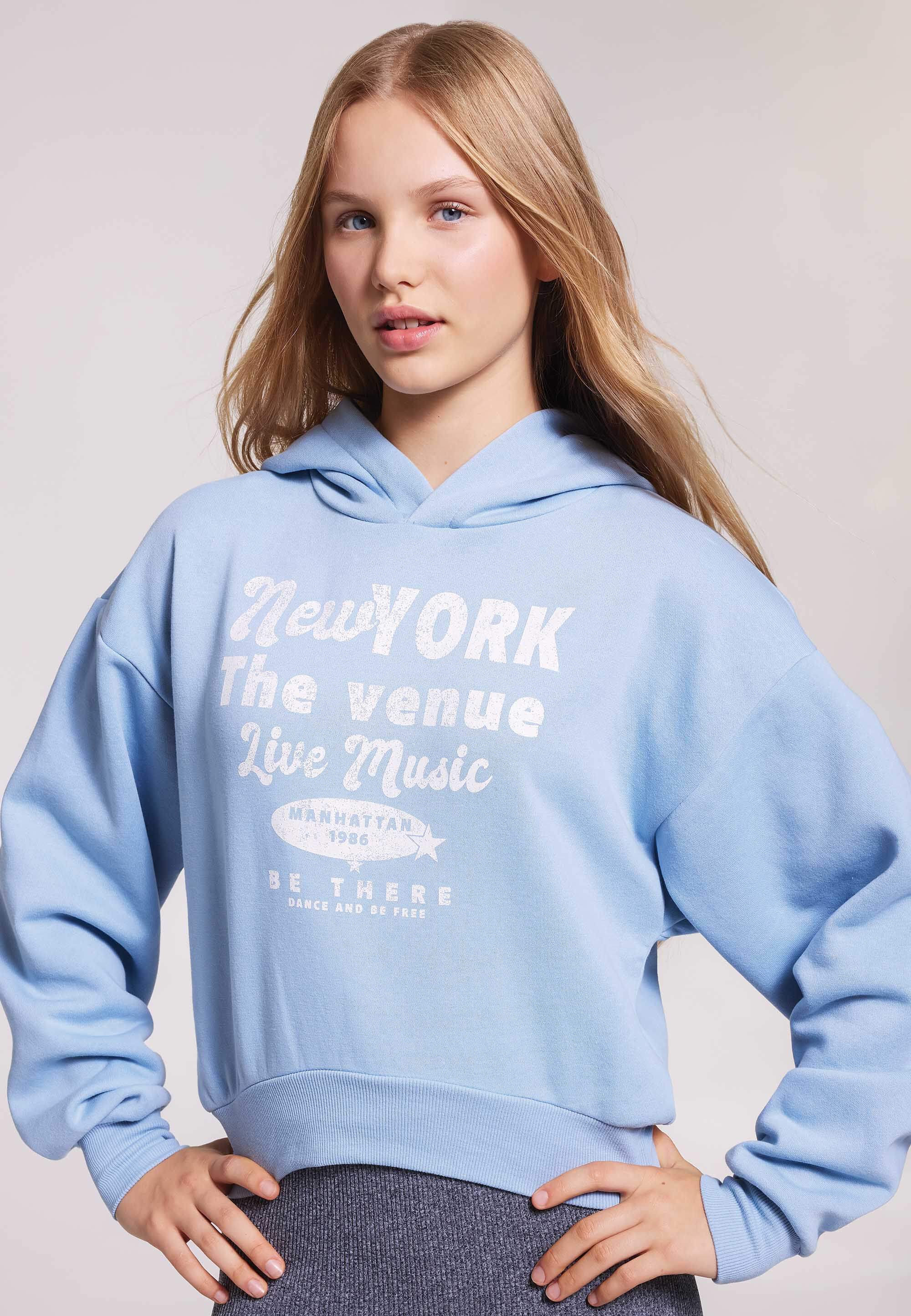 Older Girls Blue New York Slogan Hoody